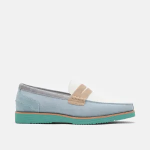 Mocassins Penny en daim Abe avec empiècement bleu brume