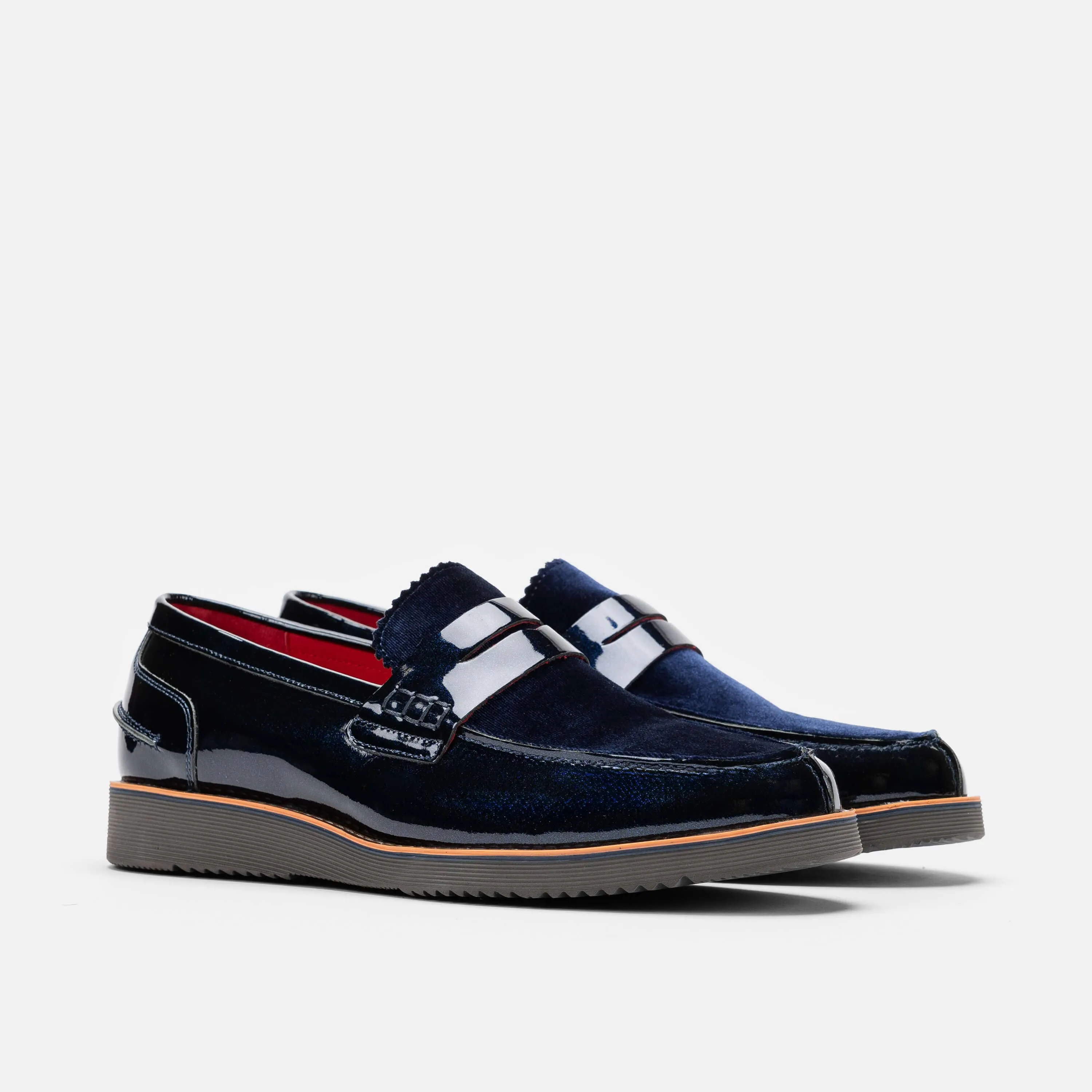 Mocassins Penny Abe en Cuir Verni Marine