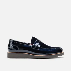 Mocassins Penny Abe en Cuir Verni Marine