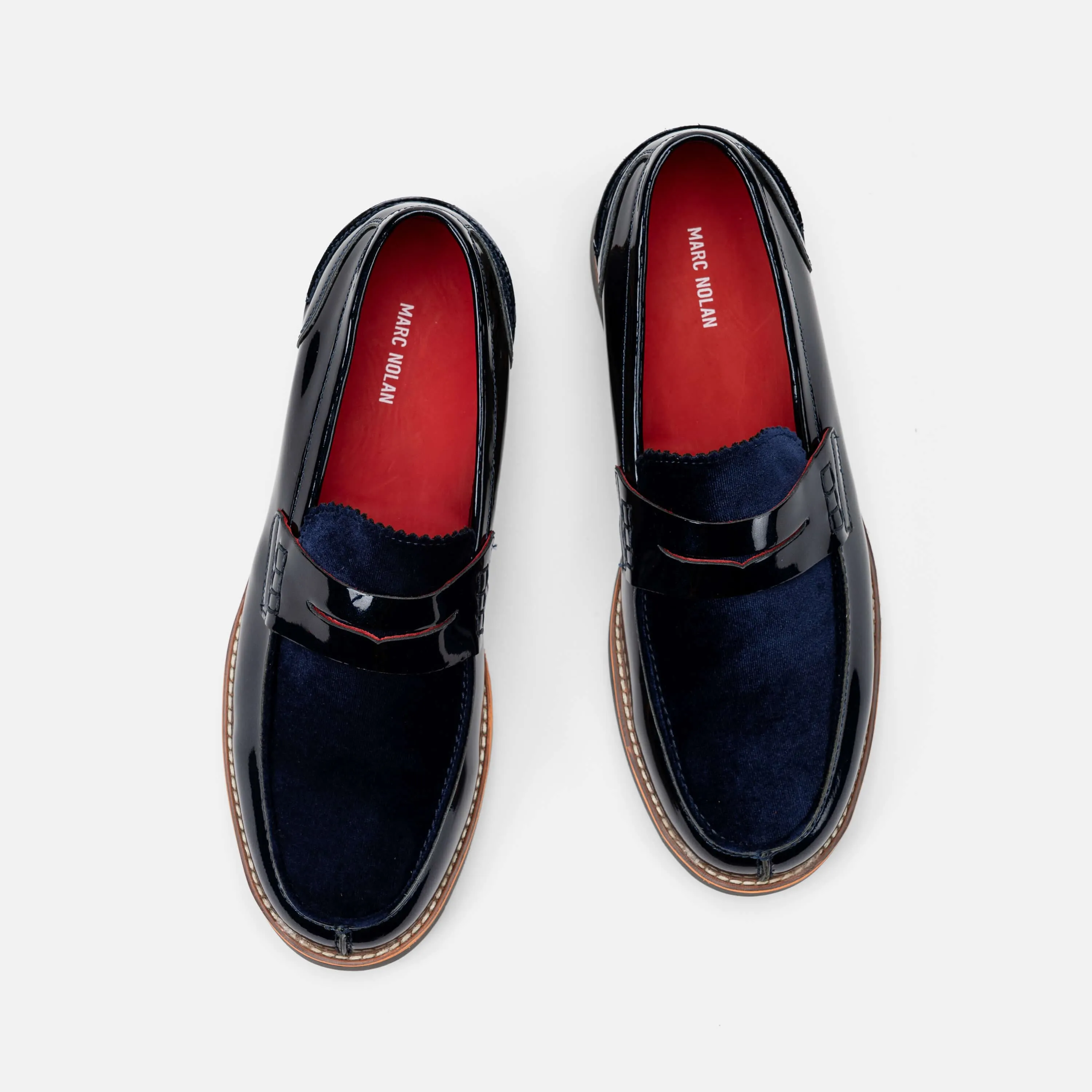 Mocassins Penny Abe en Cuir Verni Marine