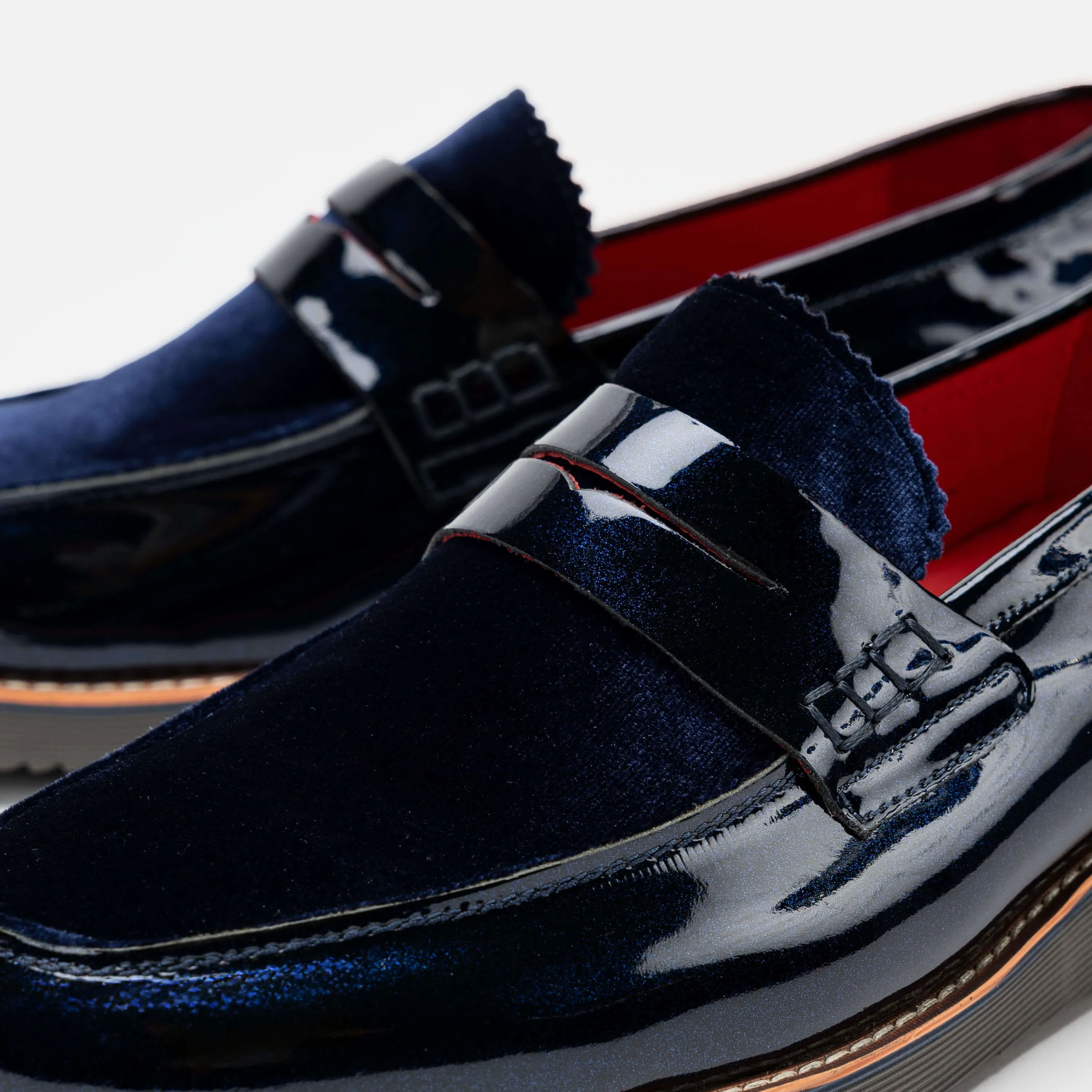 Mocassins Penny Abe en Cuir Verni Marine