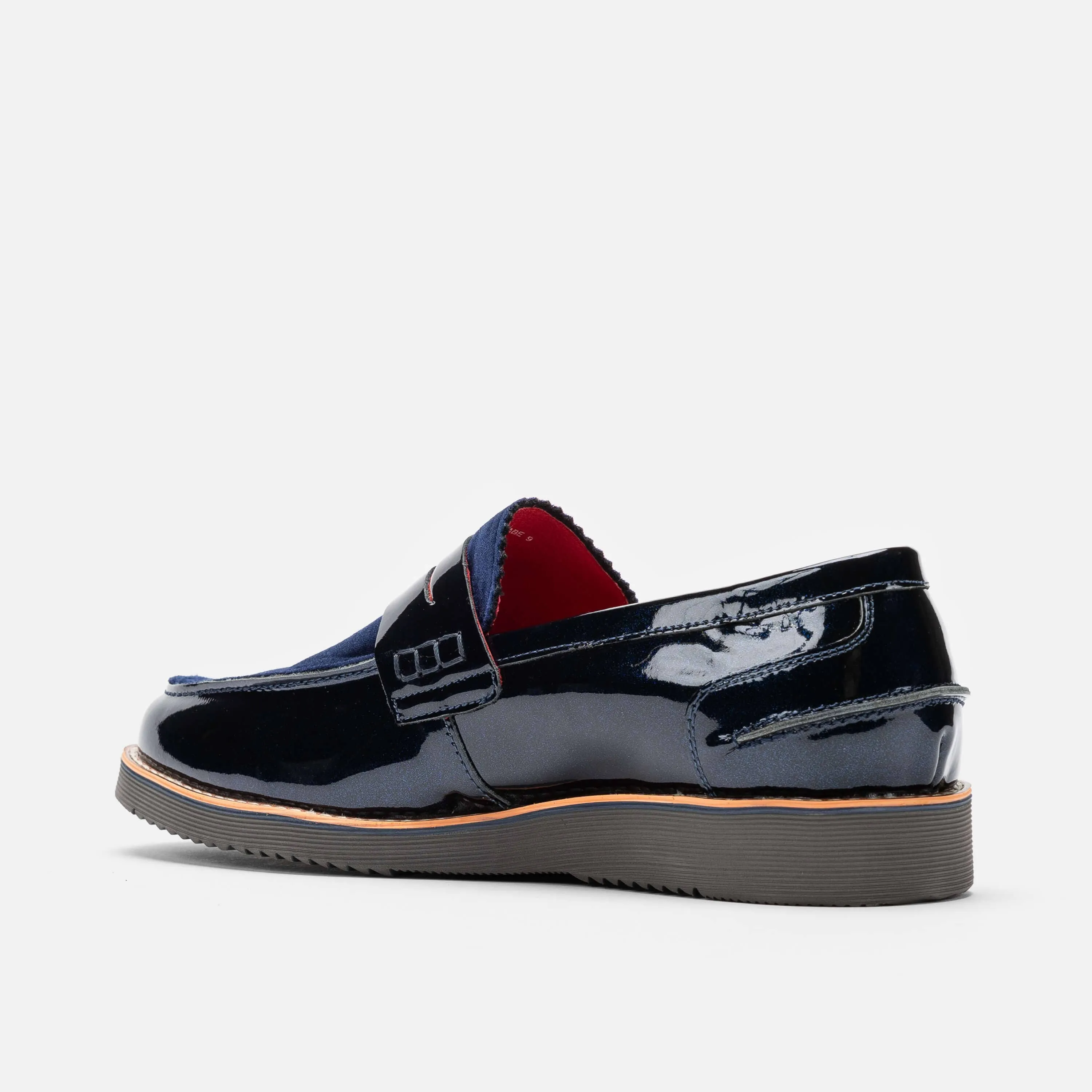 Mocassins Penny Abe en Cuir Verni Marine