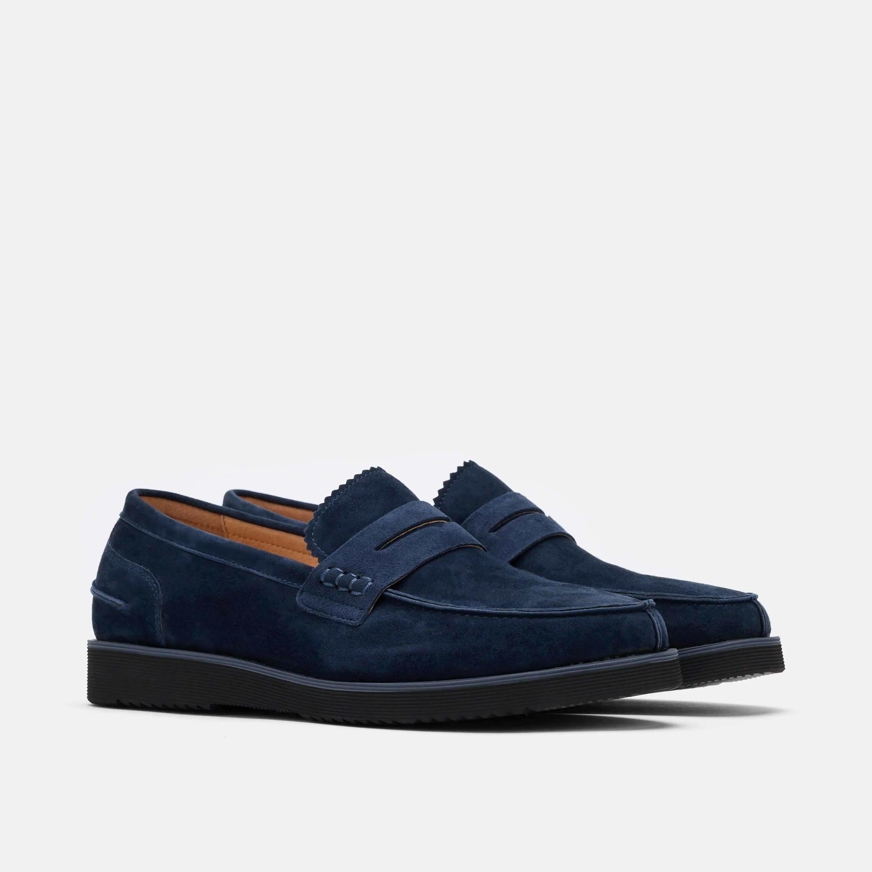 Mocassins Penny en daim marine Abe