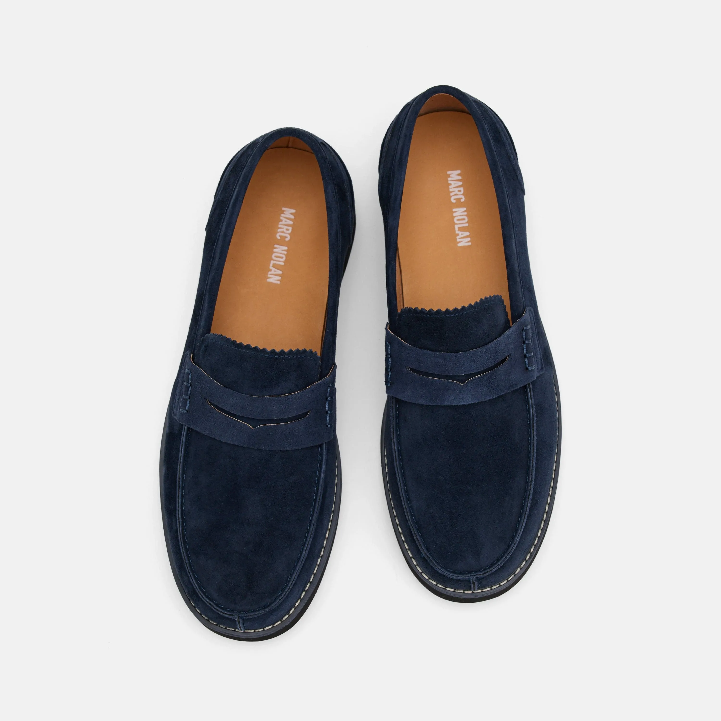 Mocassins Penny en daim marine Abe