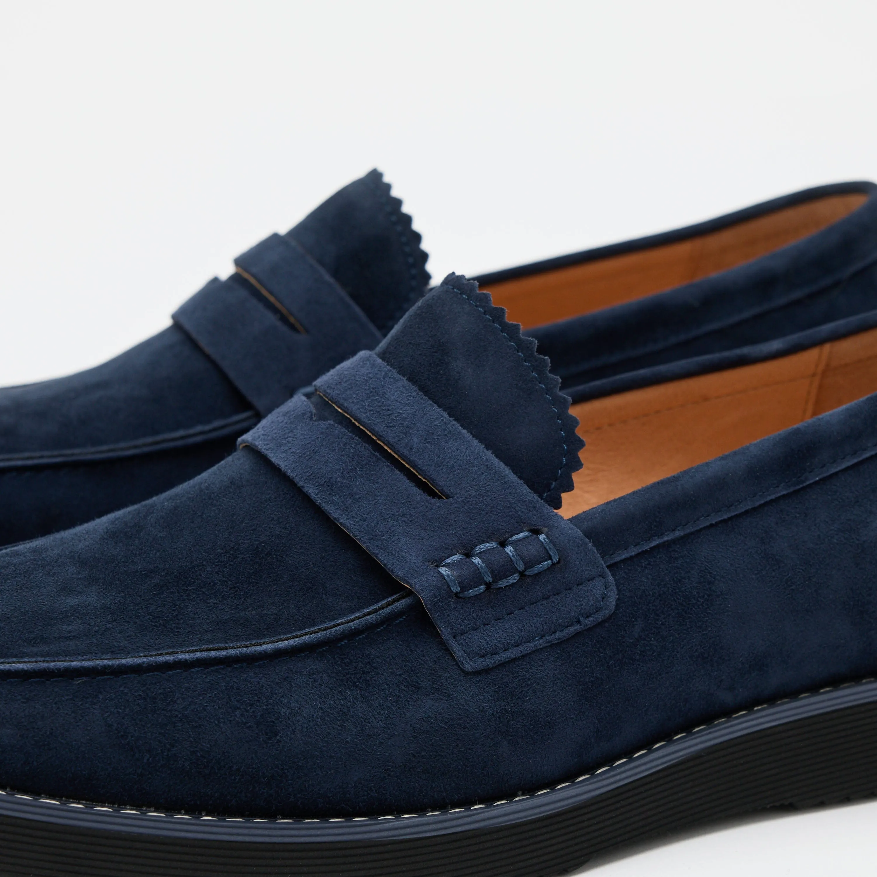 Mocassins Penny en daim marine Abe
