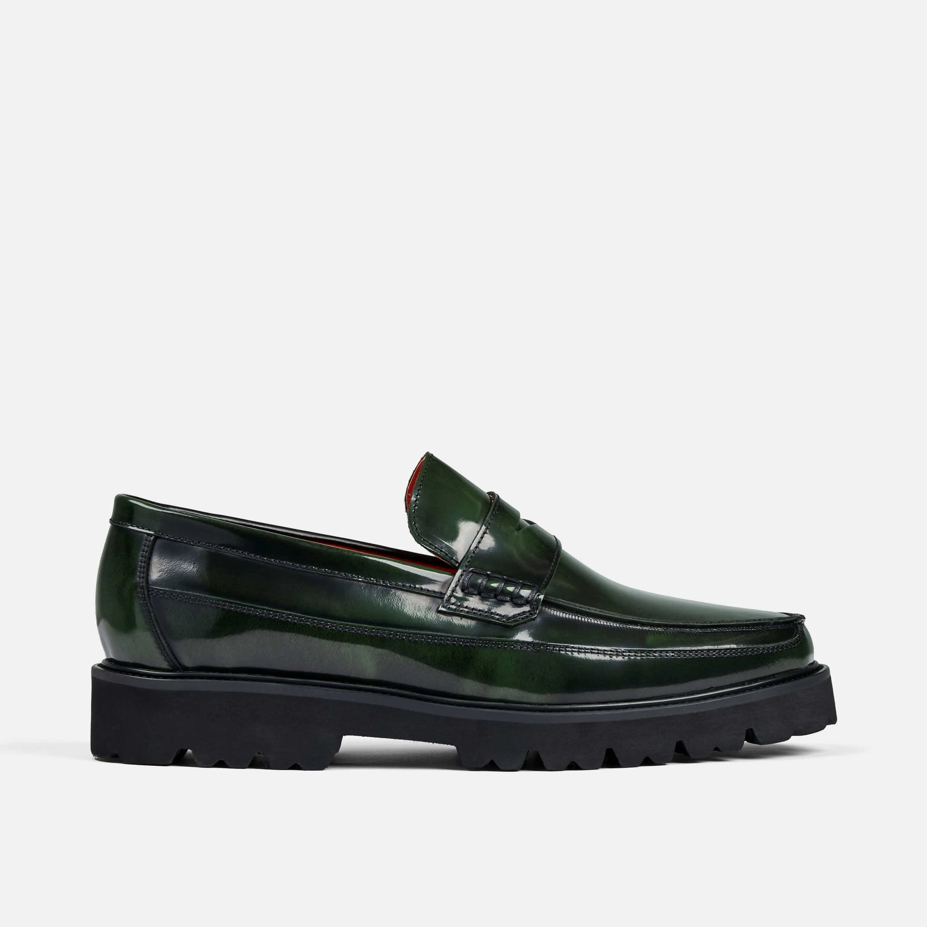 Mocassins Penny Adler en Cuir Verni Vert Foncé