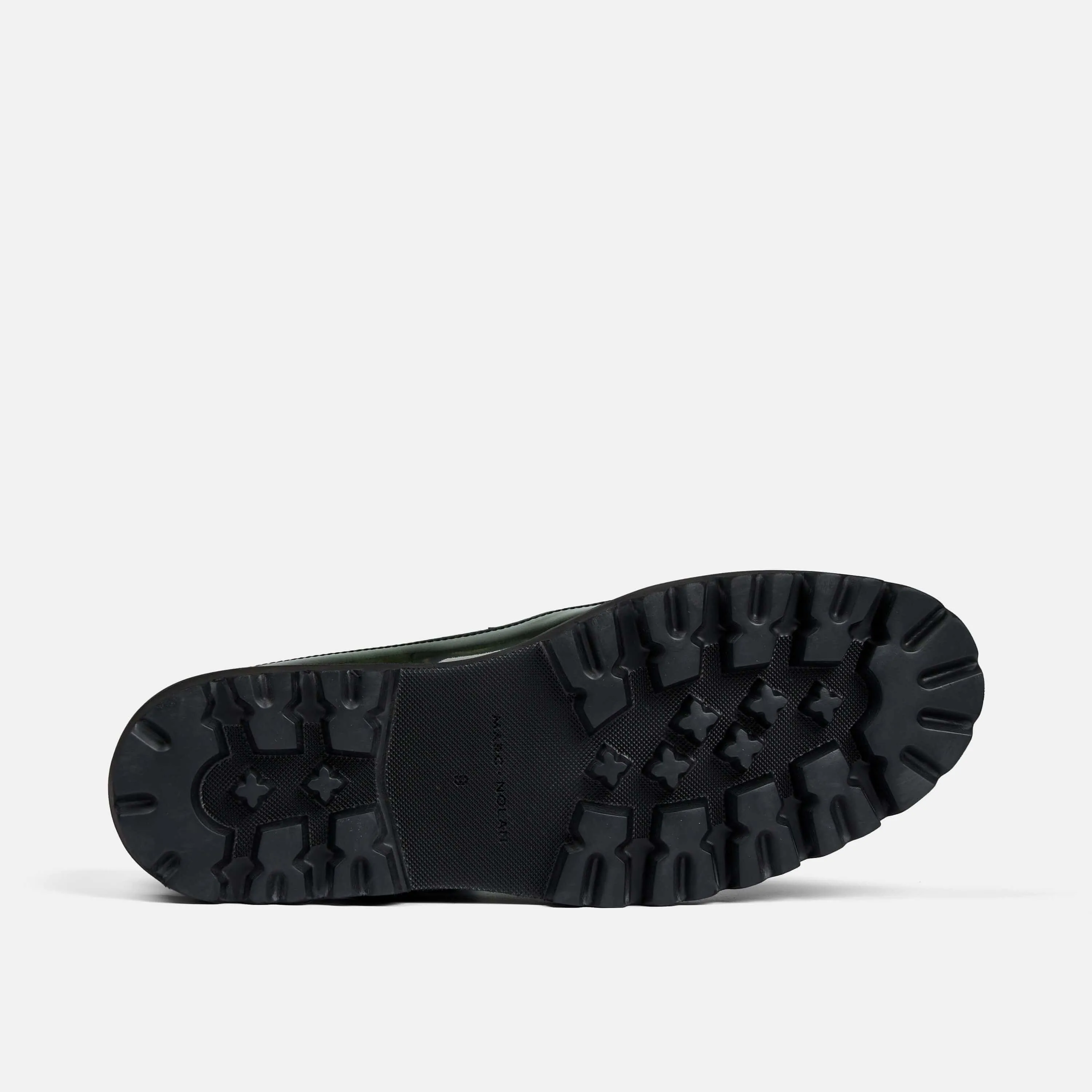 Mocassins Penny Adler en Cuir Verni Vert Foncé