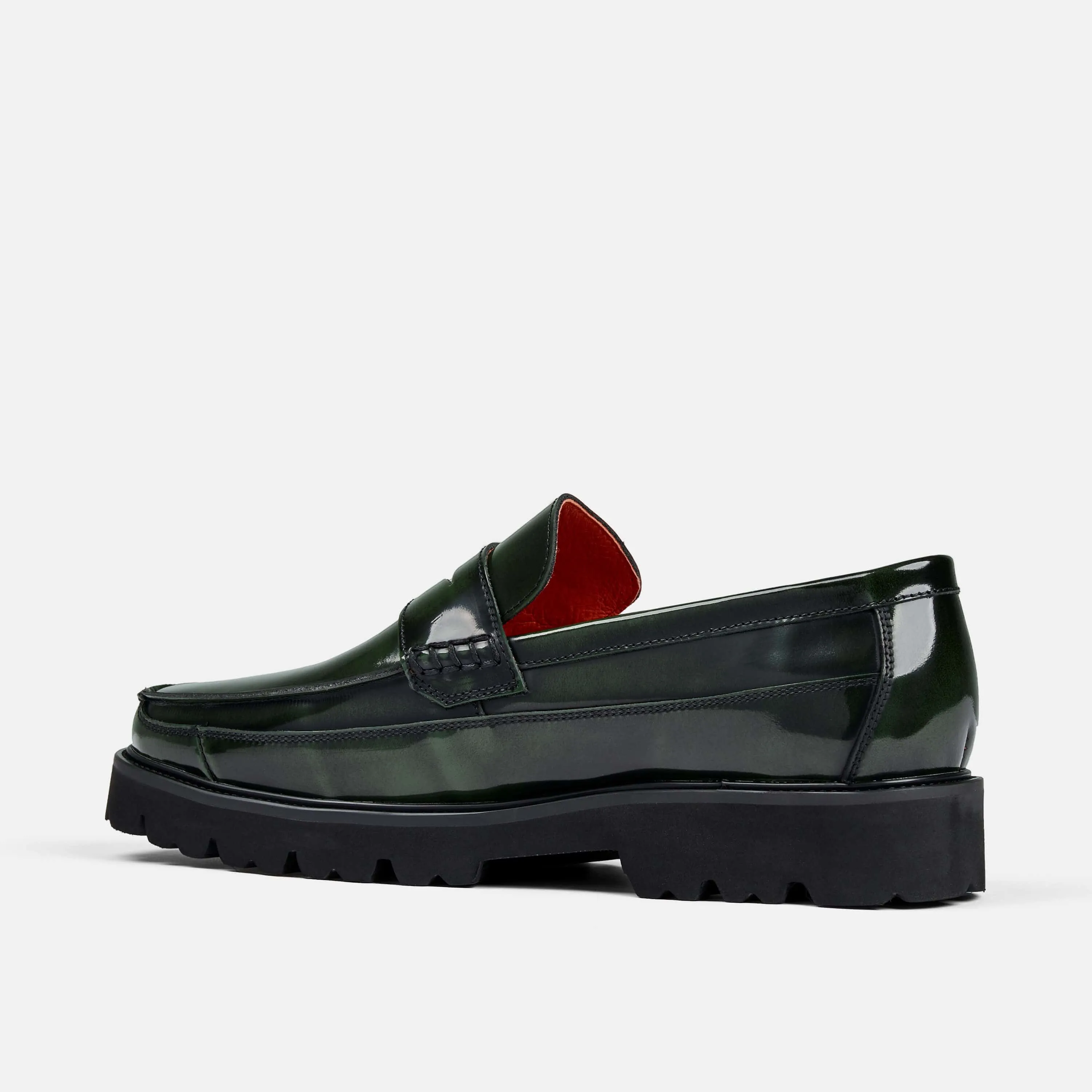 Mocassins Penny Adler en Cuir Verni Vert Foncé