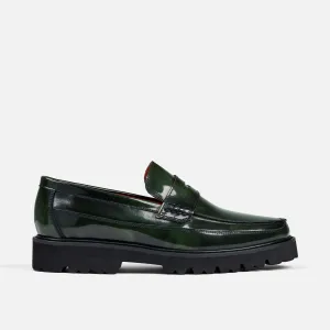 Mocassins Penny Adler en Cuir Verni Vert Foncé