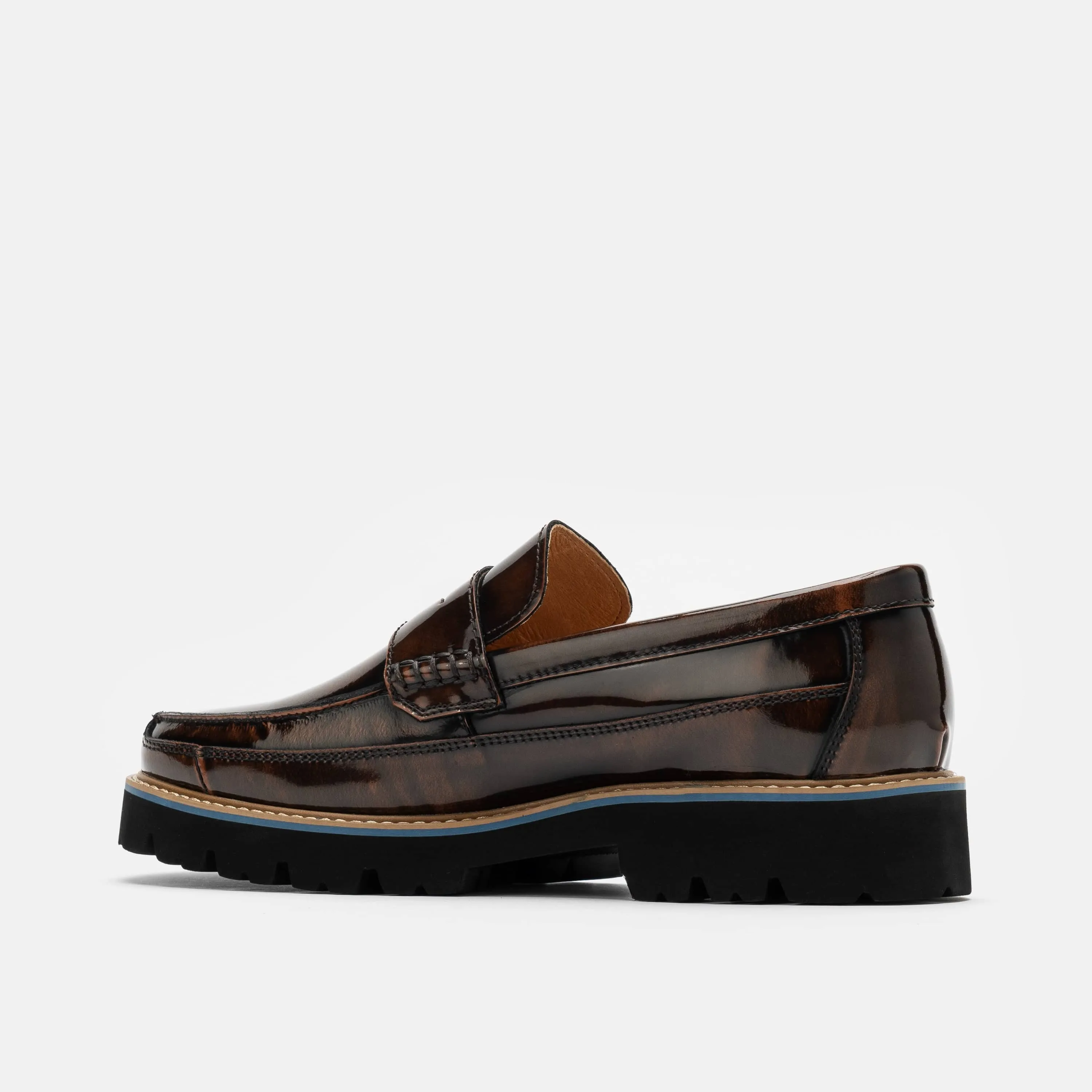 Mocassins Penny Loafers en Cuir Verni Acajou Adler