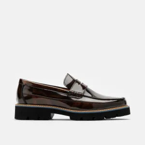 Mocassins Penny Loafers en Cuir Verni Acajou Adler