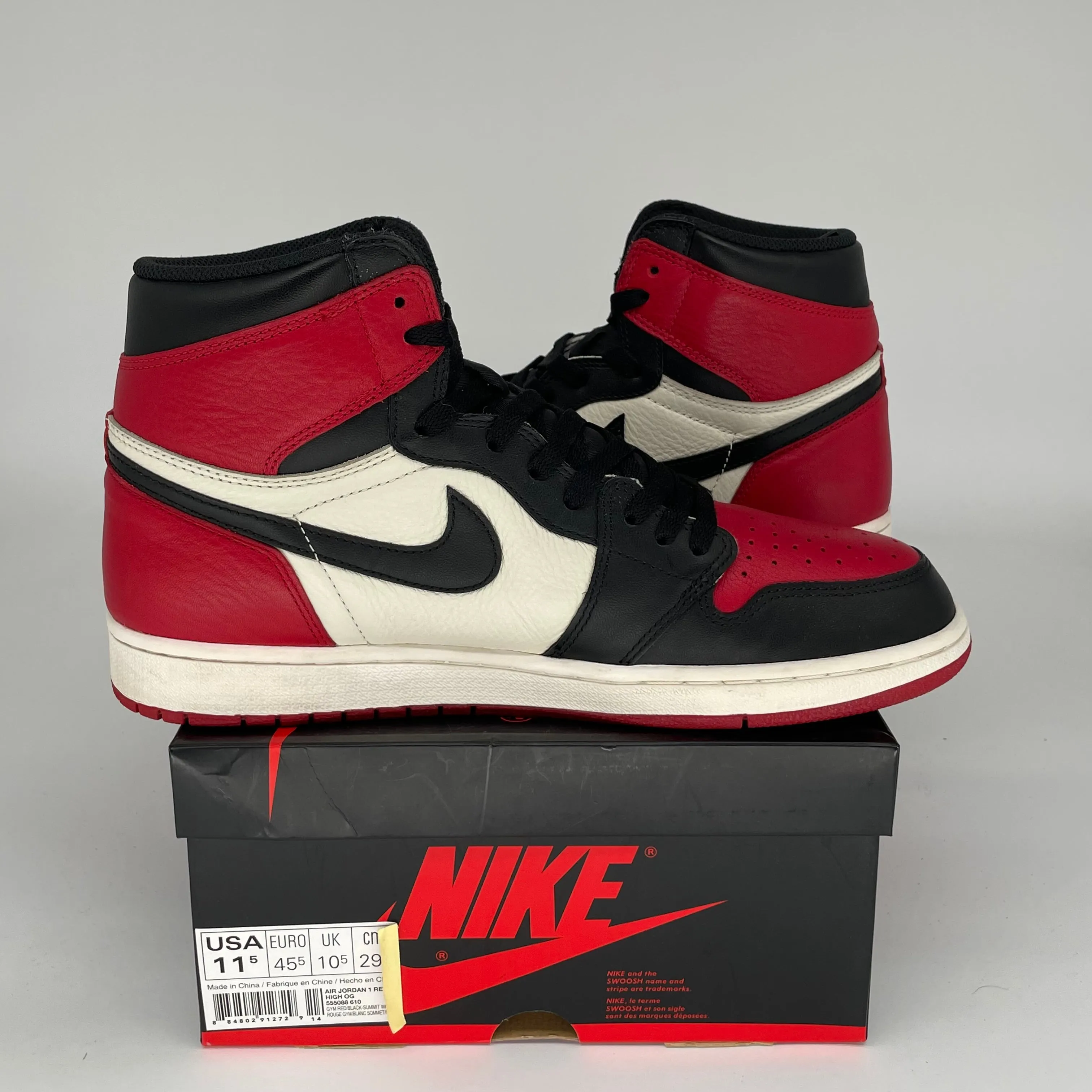 AIR JORDAN 1 BRED TOE TAILLE 11.5 555088-610