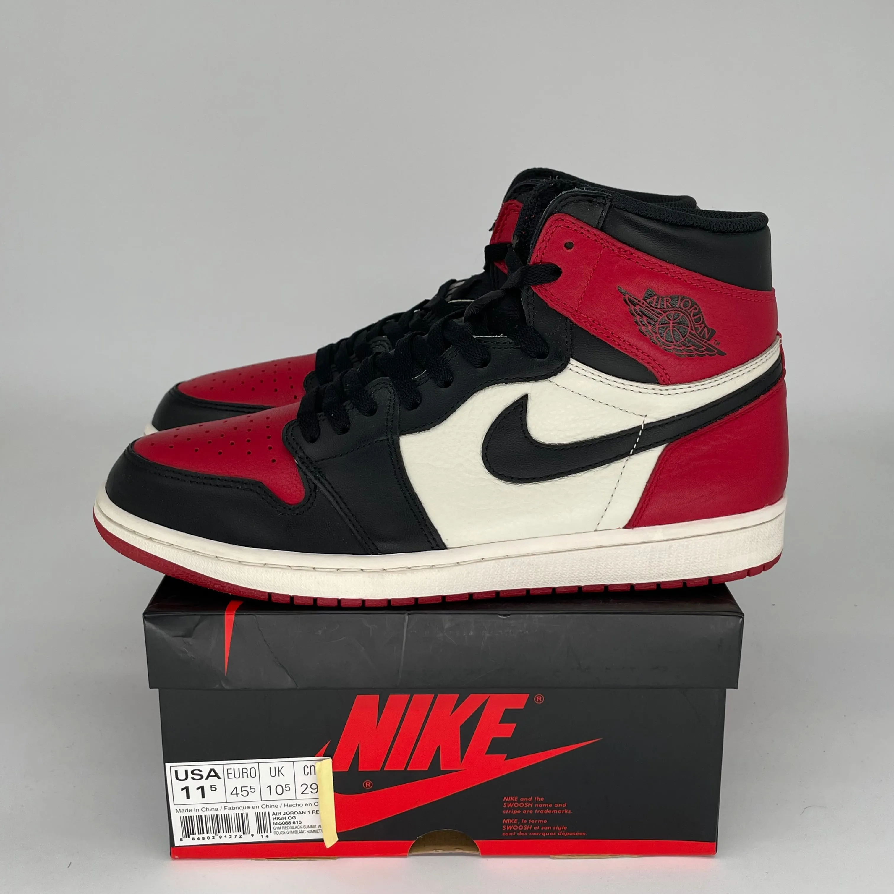 AIR JORDAN 1 BRED TOE TAILLE 11.5 555088-610