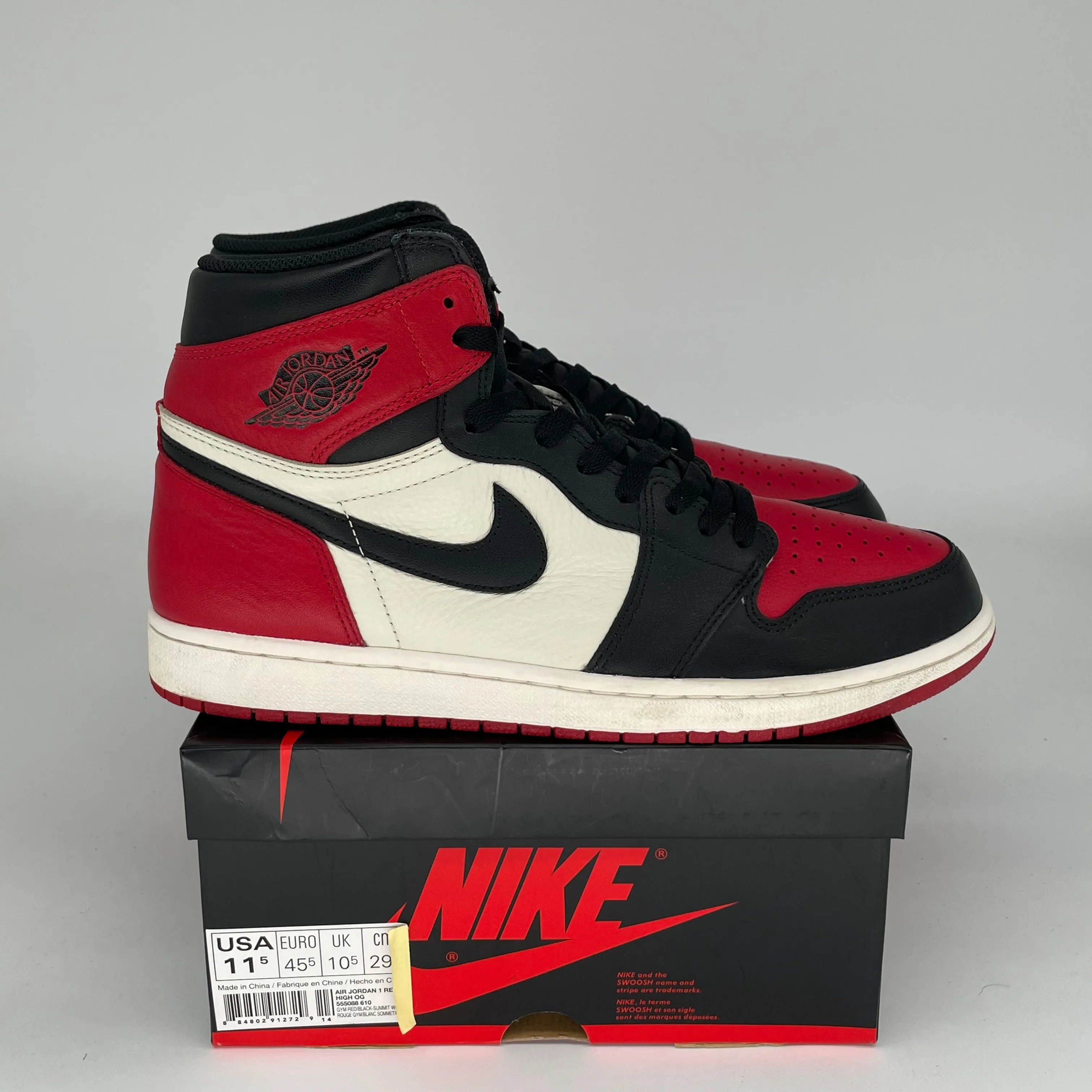 AIR JORDAN 1 BRED TOE TAILLE 11.5 555088-610