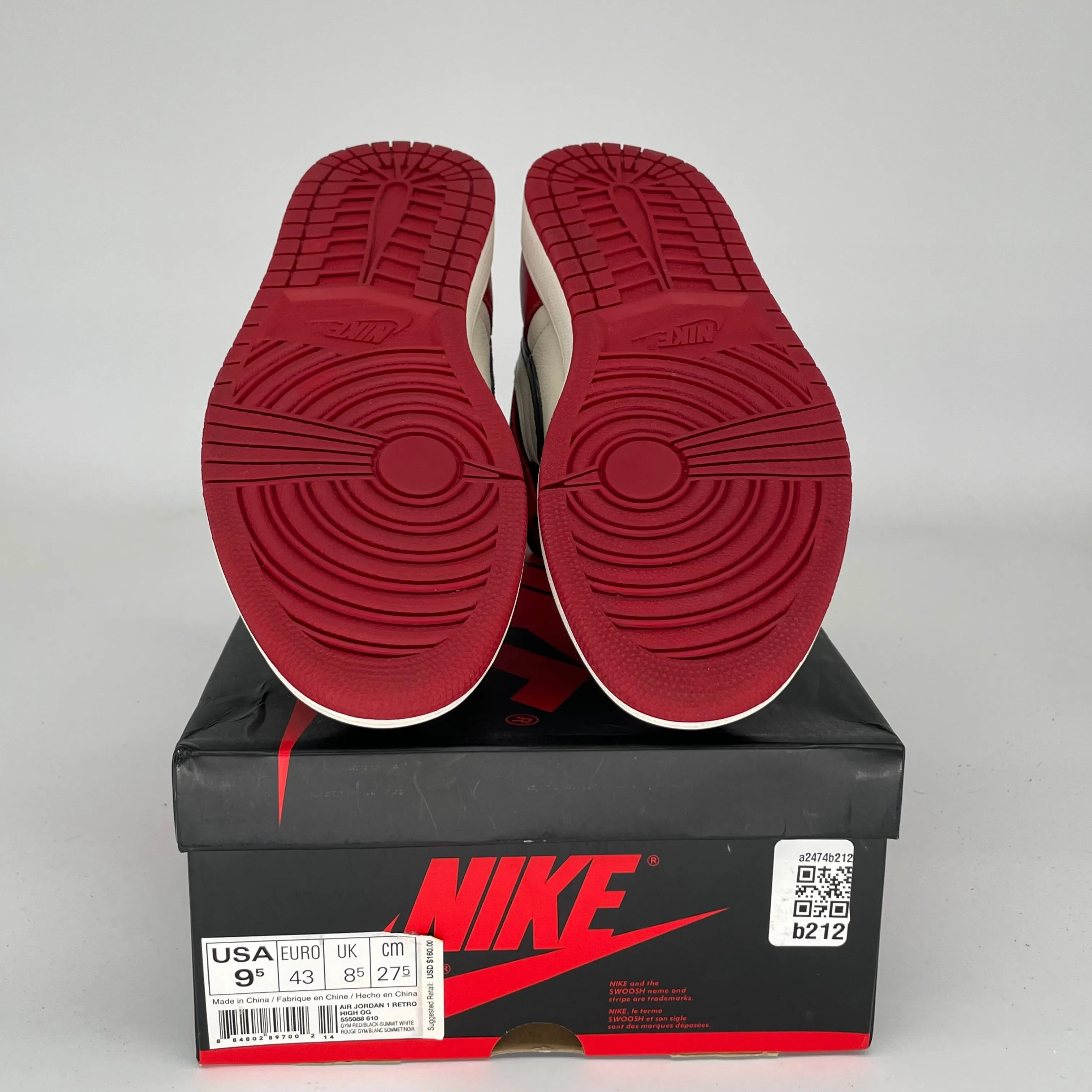 AIR JORDAN 1 BRED TOE TAILLE 9.5 555088-610