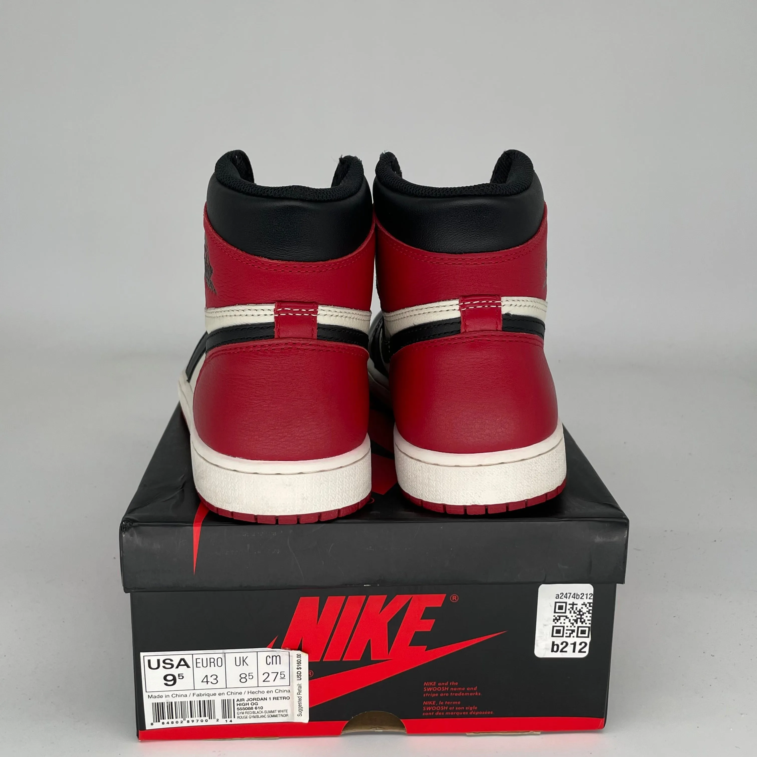 AIR JORDAN 1 BRED TOE TAILLE 9.5 555088-610