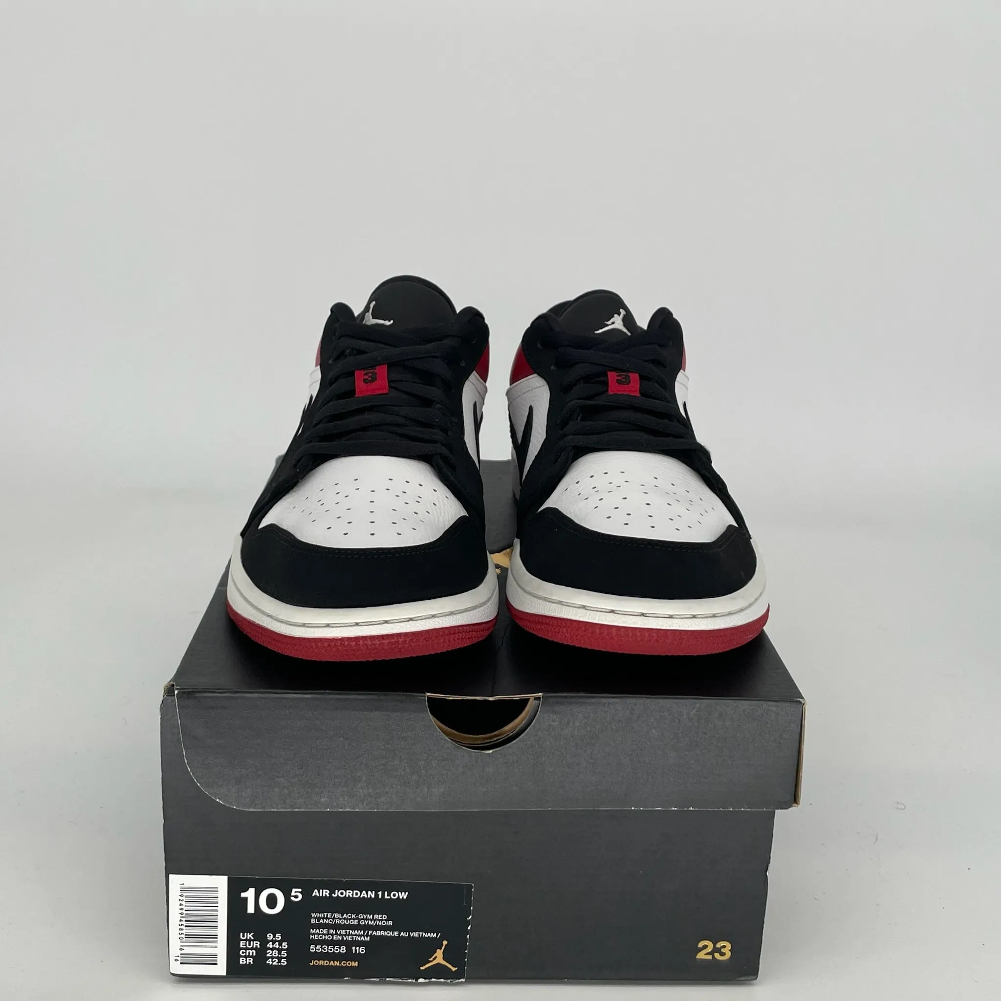 AIR JORDAN 1 LOW BLACK TOE TAILLE 10.5 553558-116