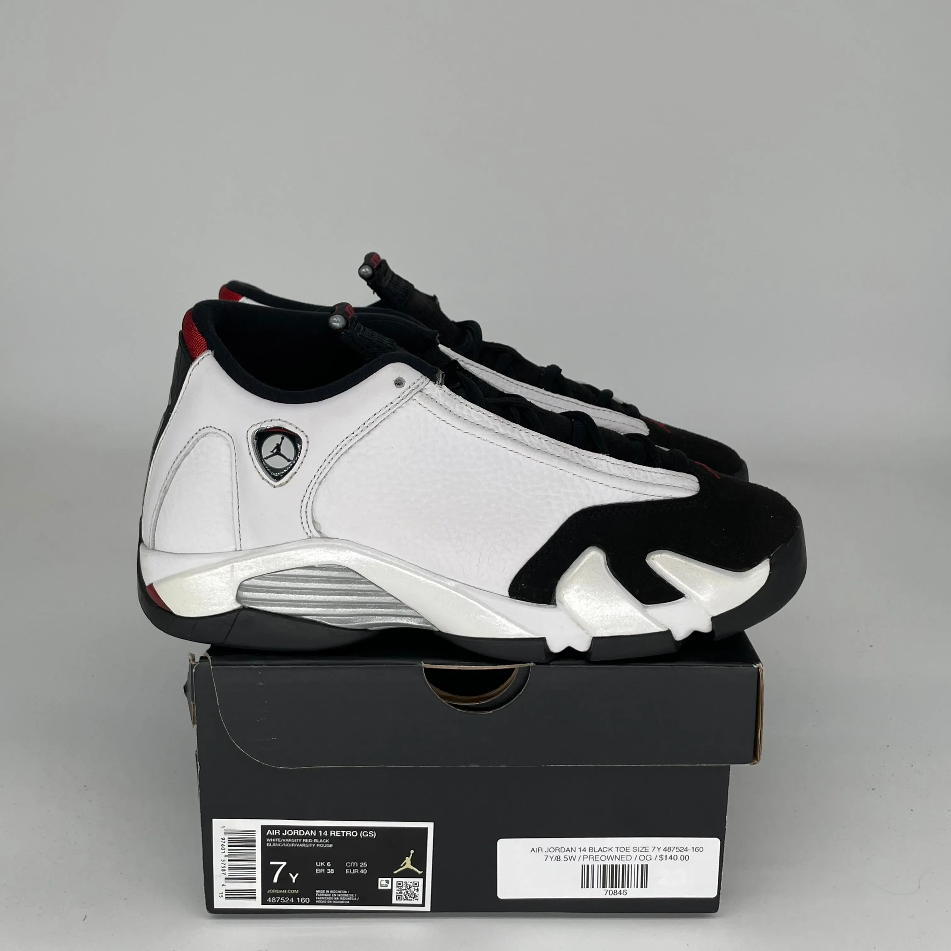 AIR JORDAN 14 BOUT NOIR TAILLE 7Y 487524-160