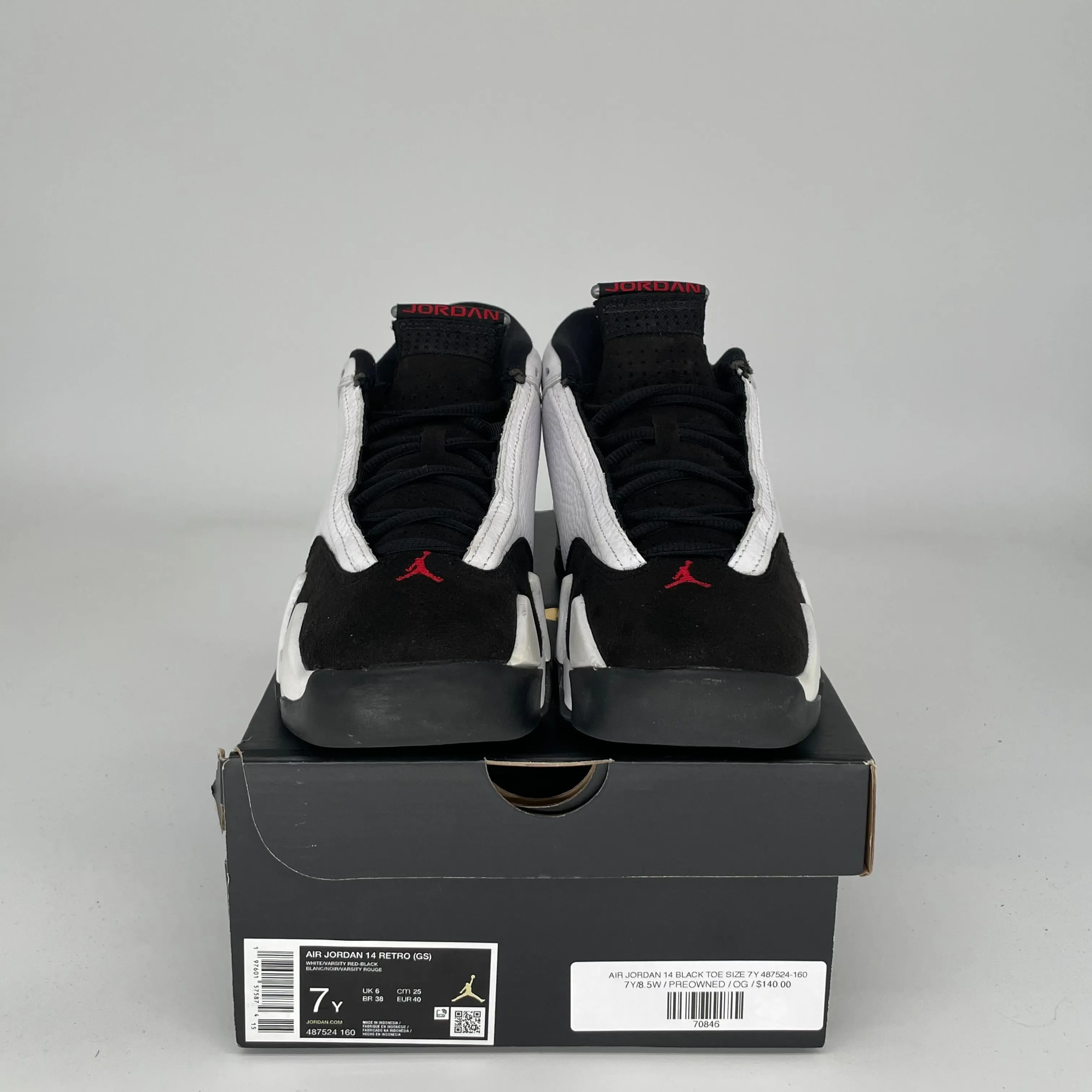 AIR JORDAN 14 BOUT NOIR TAILLE 7Y 487524-160