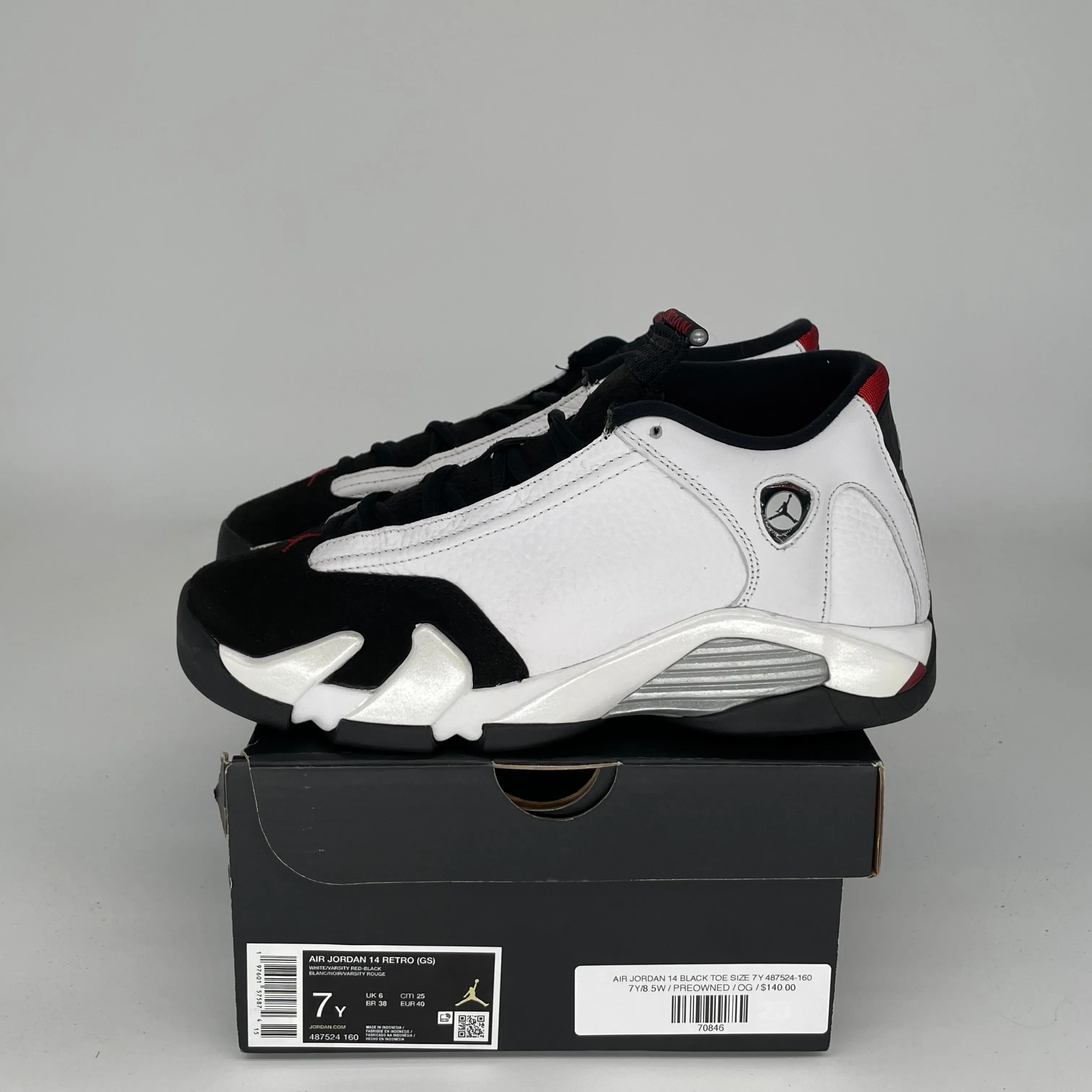 AIR JORDAN 14 BOUT NOIR TAILLE 7Y 487524-160