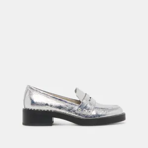 MOCASSINS ALIANE EN CUIR ARGENTÉ VIEILLI