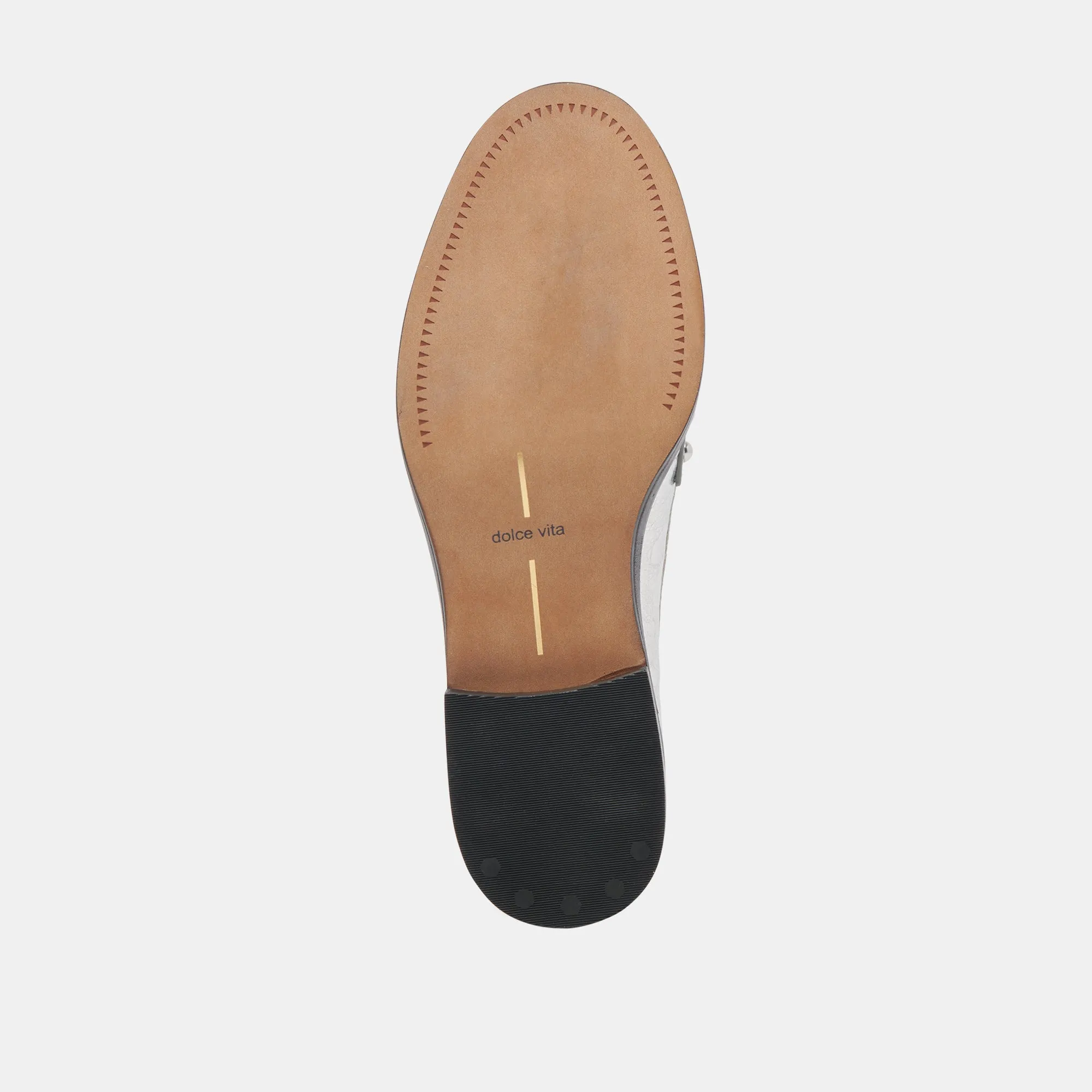 MOCASSINS ALIANE EN CUIR ARGENTÉ VIEILLI