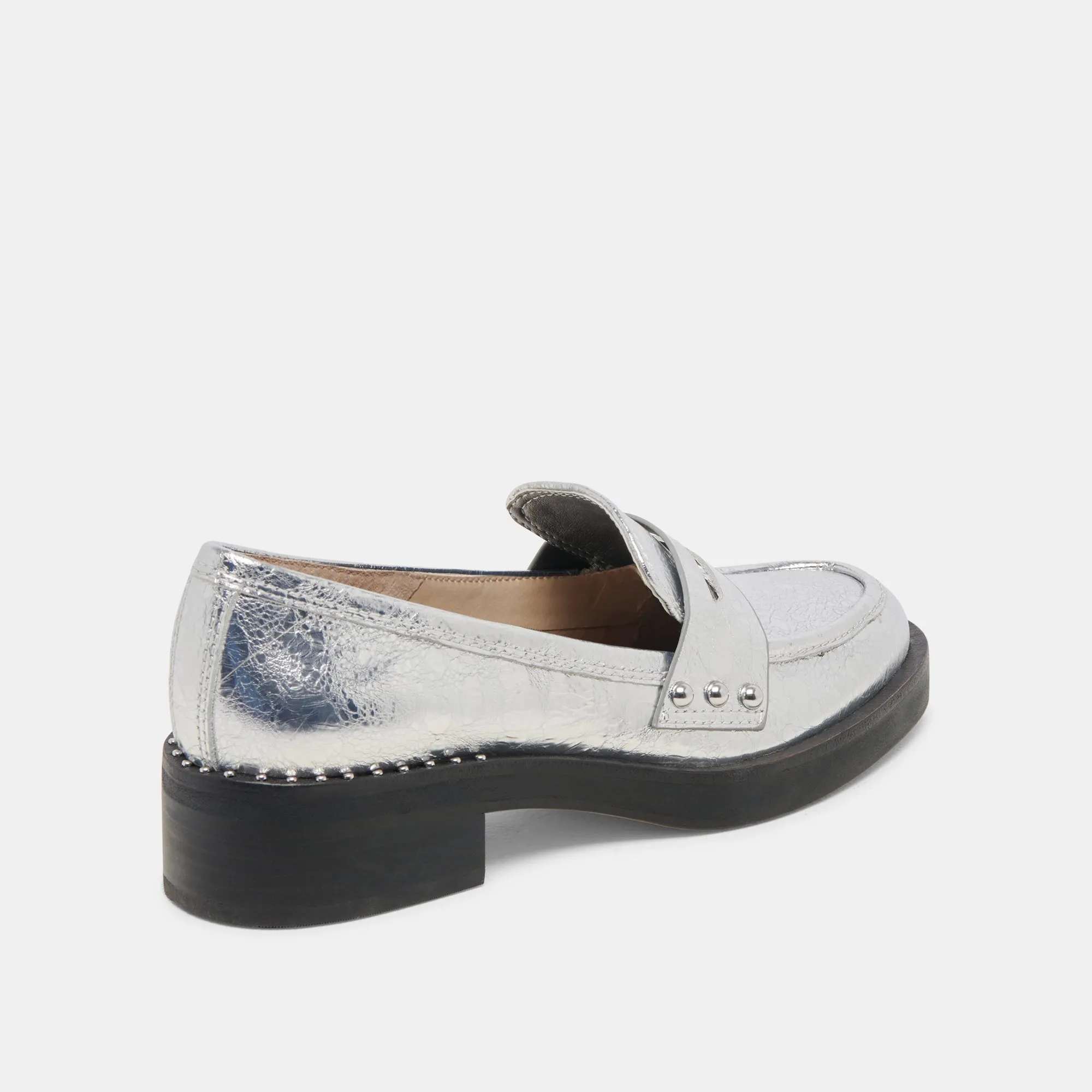 MOCASSINS ALIANE EN CUIR ARGENTÉ VIEILLI