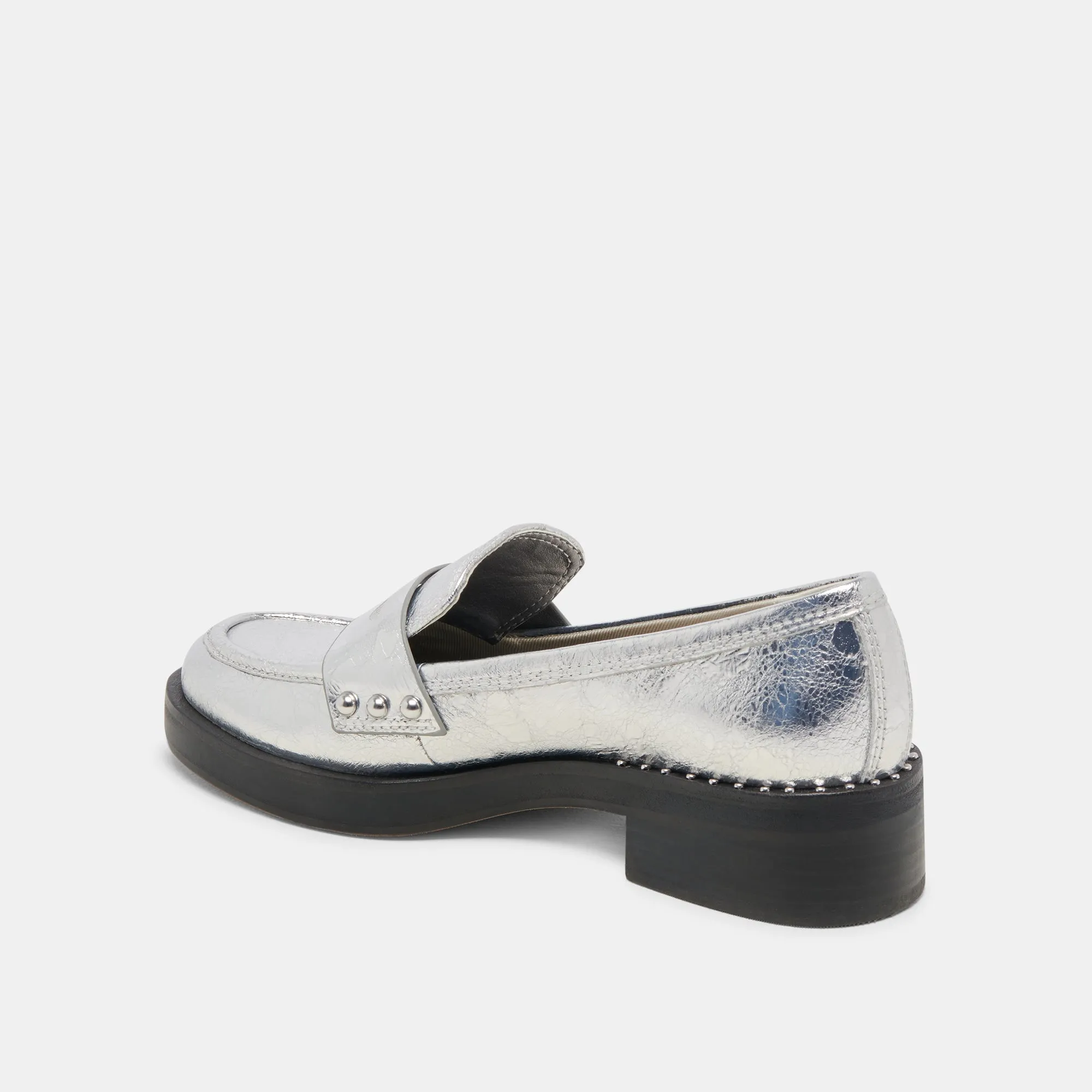 MOCASSINS ALIANE EN CUIR ARGENTÉ VIEILLI