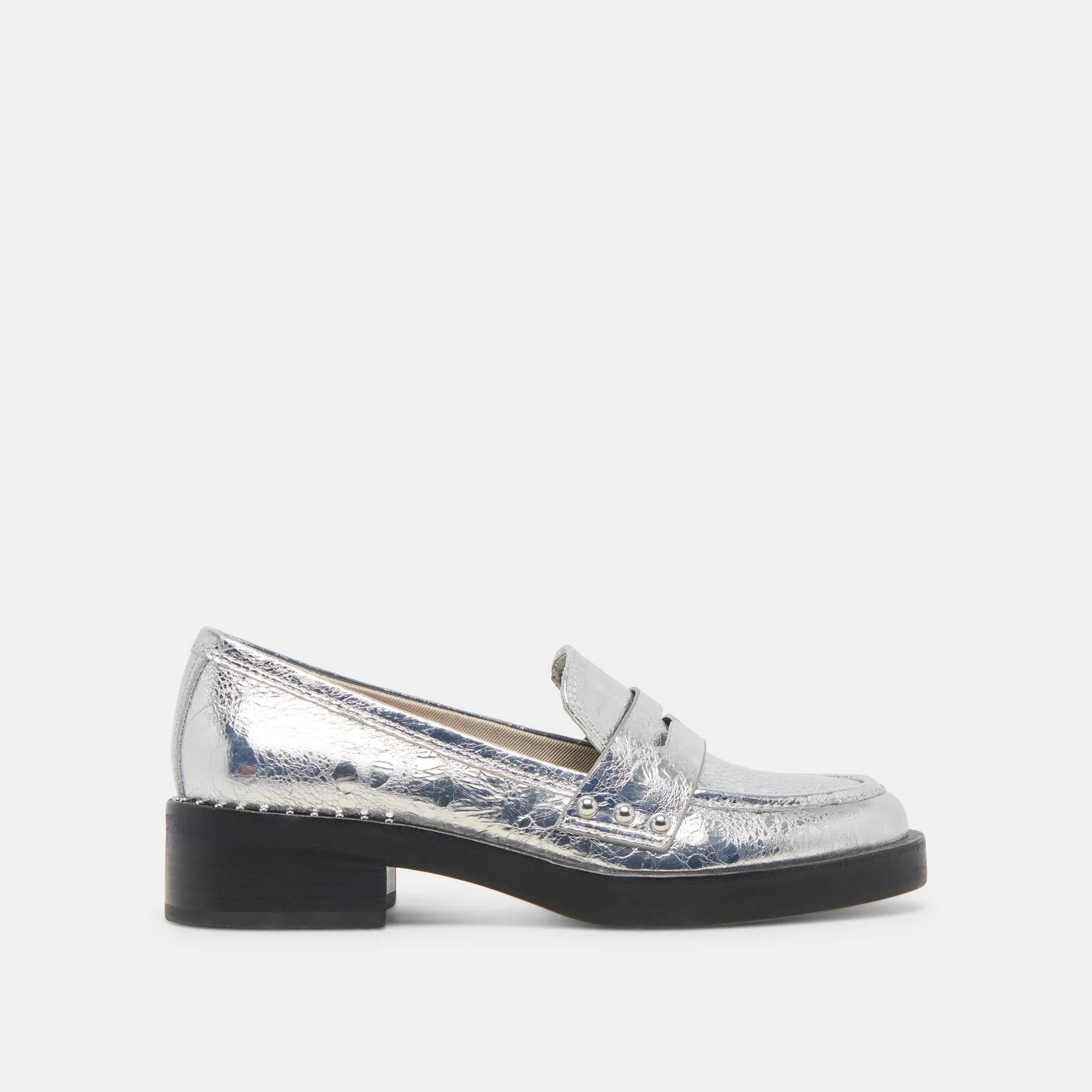 MOCASSINS ALIANE EN CUIR ARGENTÉ VIEILLI