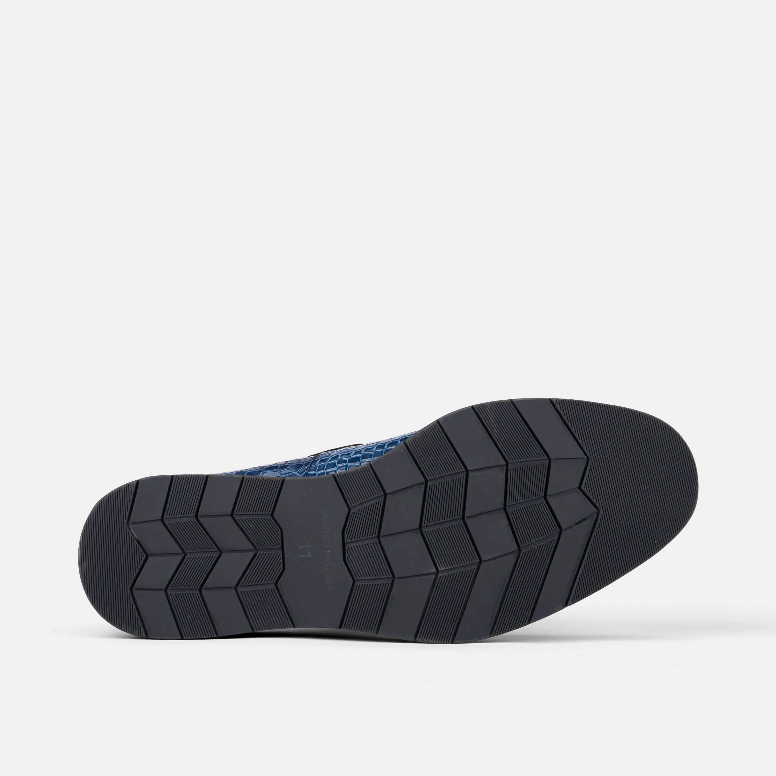 Mocassins Apollo à franges en peau de crocodile bleu
