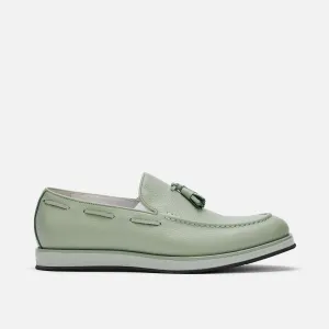 Mocassins Apollo à franges en cuir vert sauge
