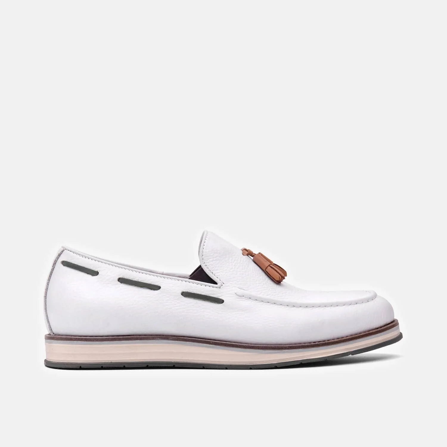 Mocassins Apollo à franges en cuir blanc