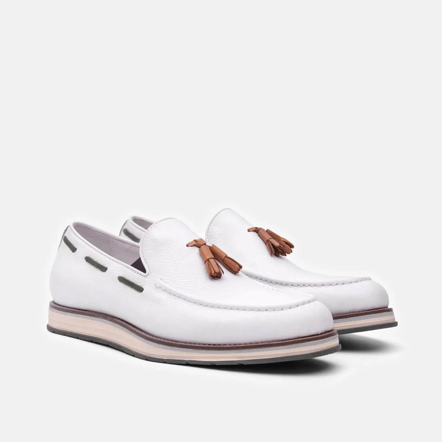 Mocassins Apollo à franges en cuir blanc