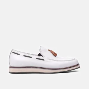 Mocassins Apollo à franges en cuir blanc