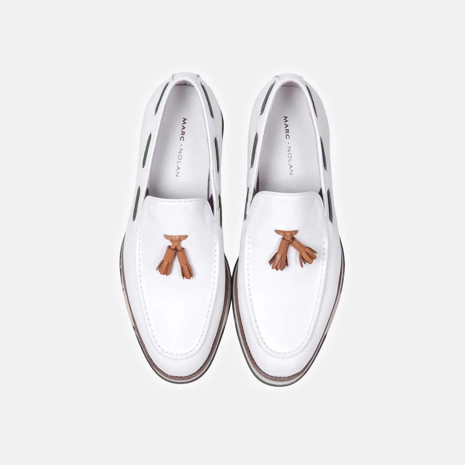 Mocassins Apollo à franges en cuir blanc