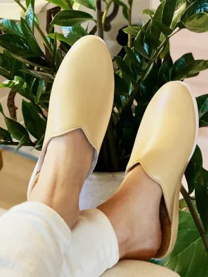 Apple Leather Vegan House Mules | Miel Beige