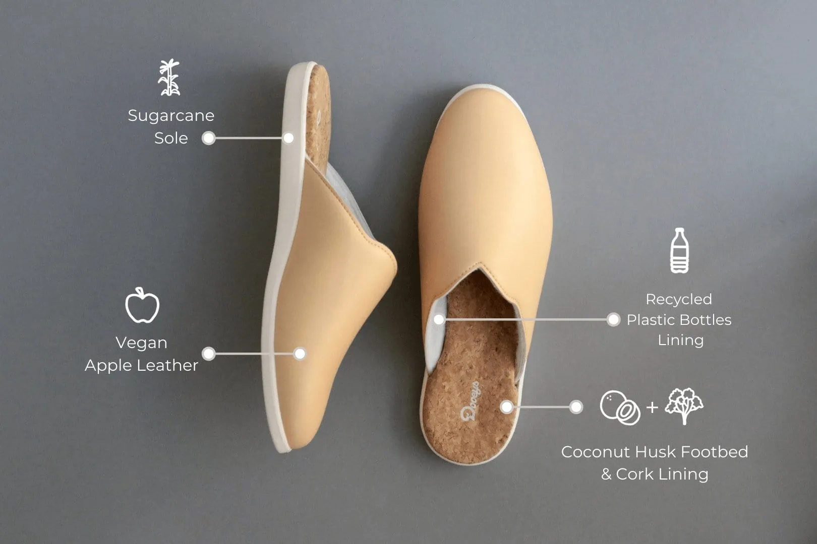 Apple Leather Vegan House Mules | Miel Beige
