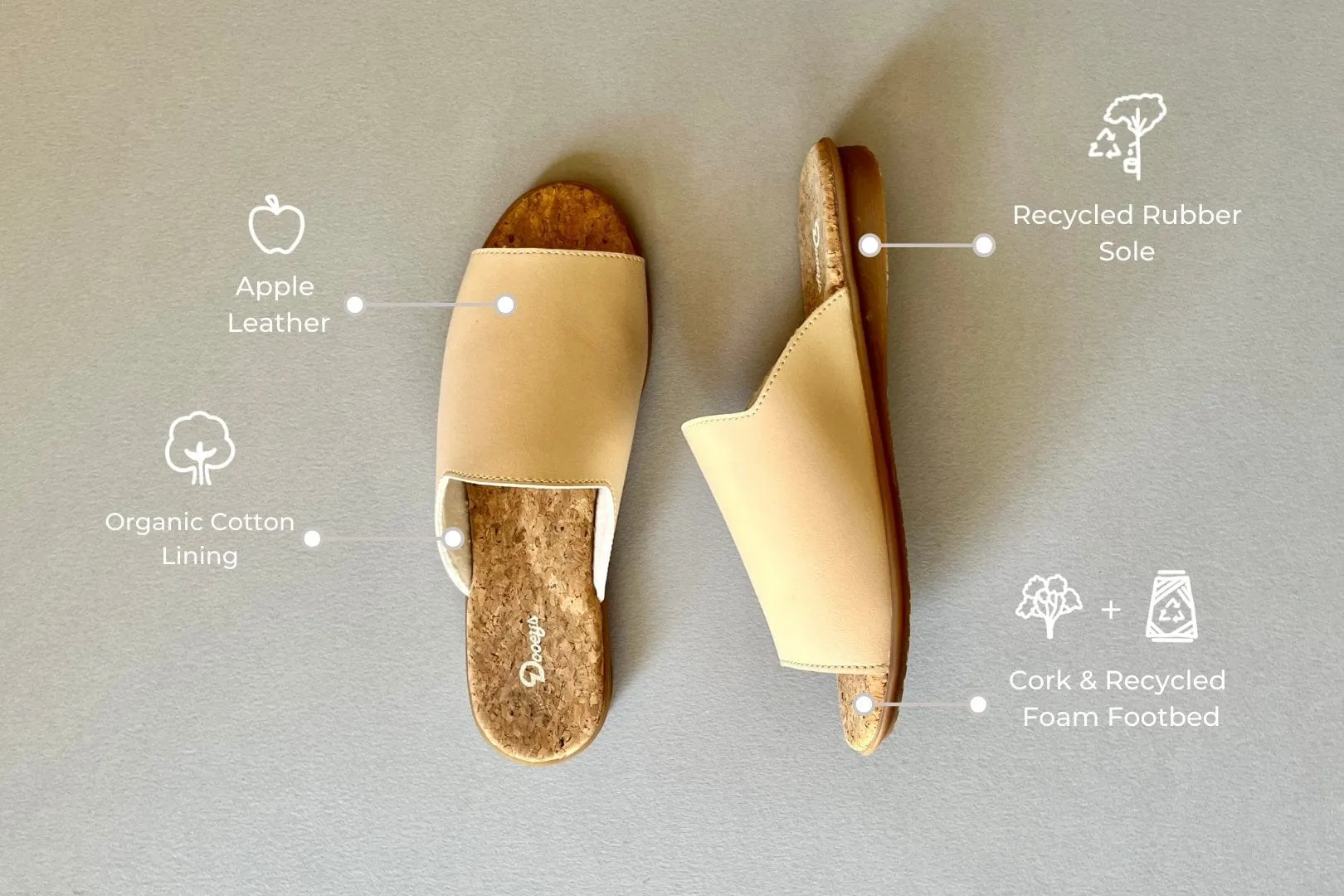 Sandales Maison Véganes en Cuir Pomme | Rose Poudré