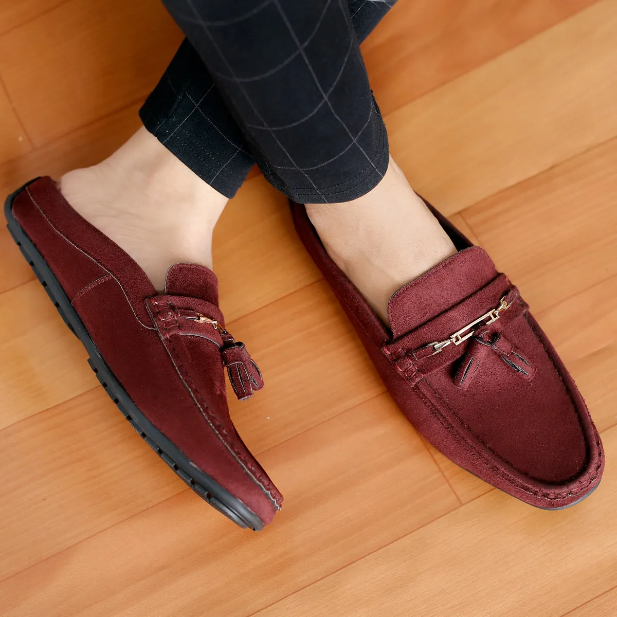 Bacca Bucci JAMBOREE Mules/Sabots/Loafers sans contrefort pour Soirée/Voyage/Bureau - Velours Marron
