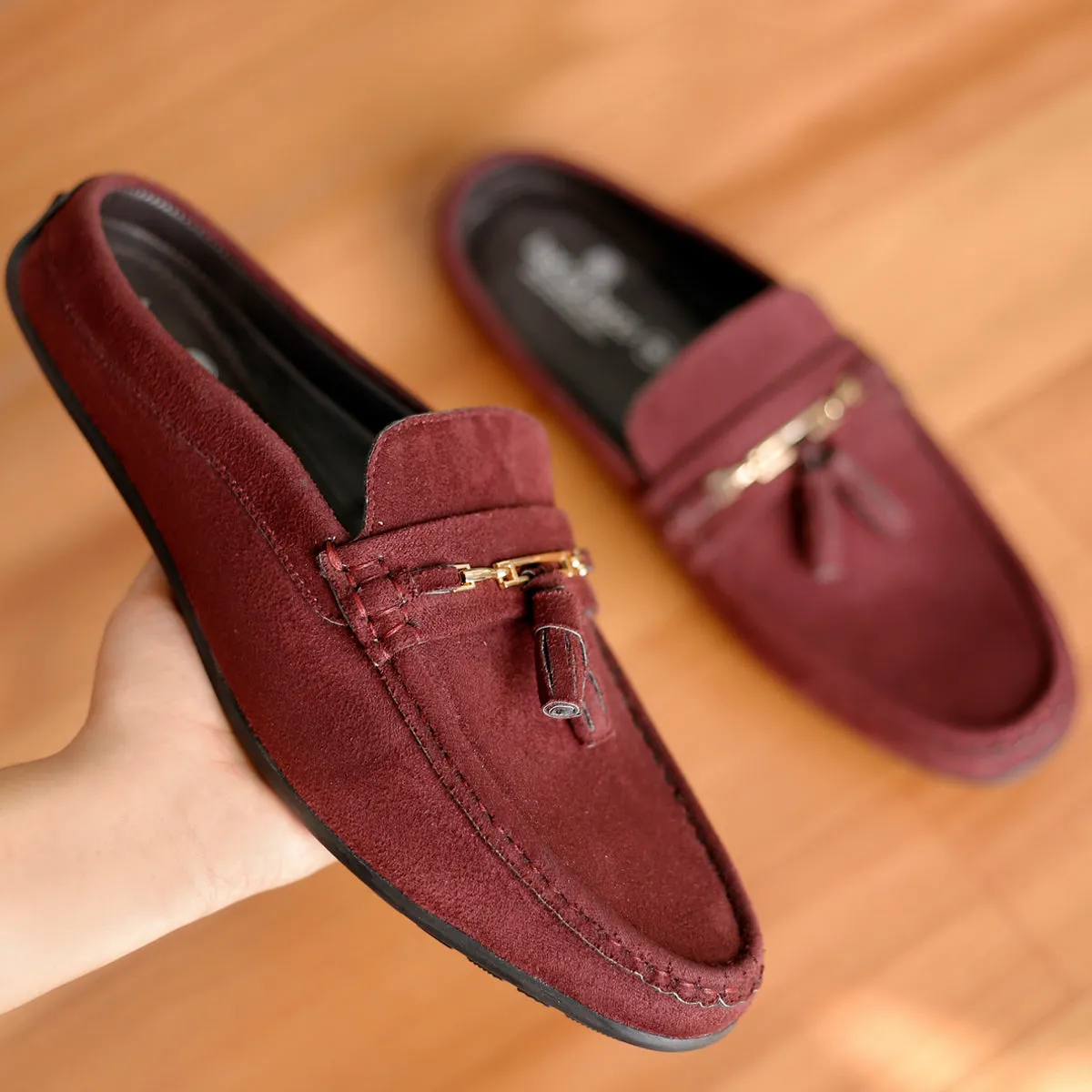 Bacca Bucci JAMBOREE Mules/Sabots/Loafers sans contrefort pour Soirée/Voyage/Bureau - Velours Marron