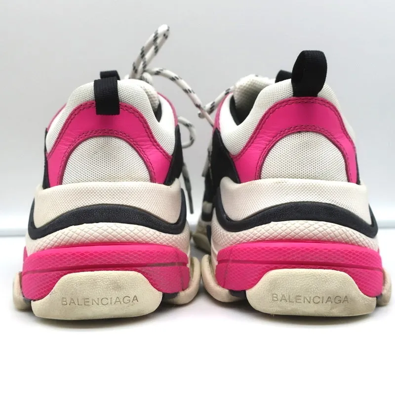 Baskets Balenciaga Triple S en maille blanche et cuir rose taille 39