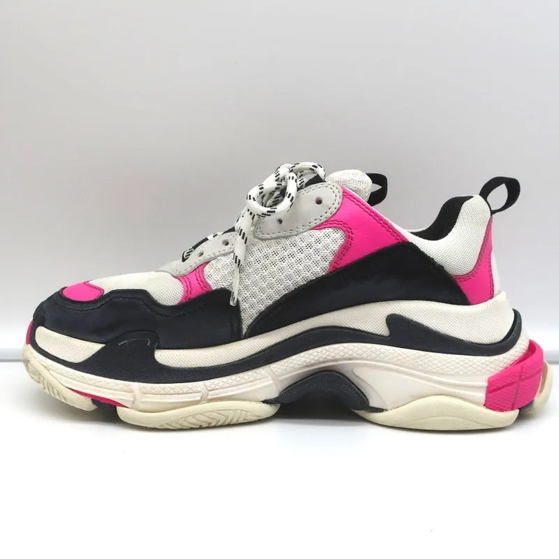 Baskets Balenciaga Triple S en maille blanche et cuir rose taille 39