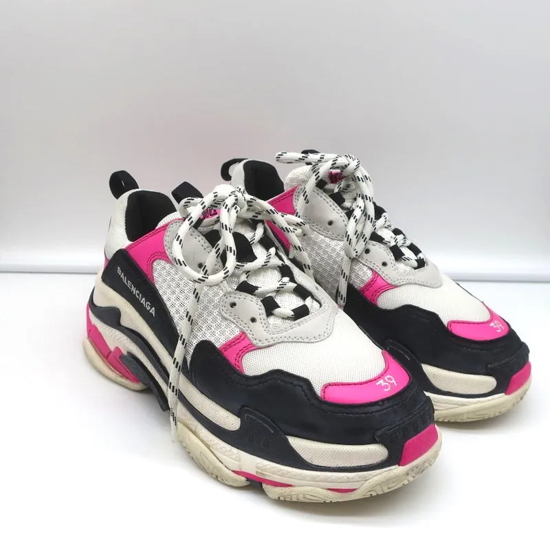 Baskets Balenciaga Triple S en maille blanche et cuir rose taille 39