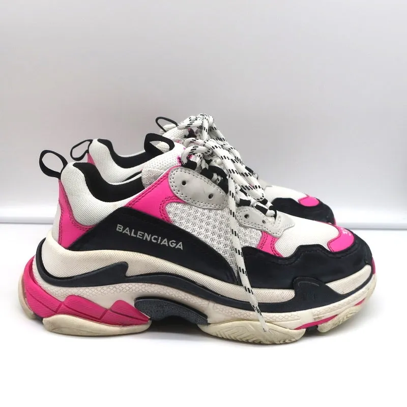 Baskets Balenciaga Triple S en maille blanche et cuir rose taille 39