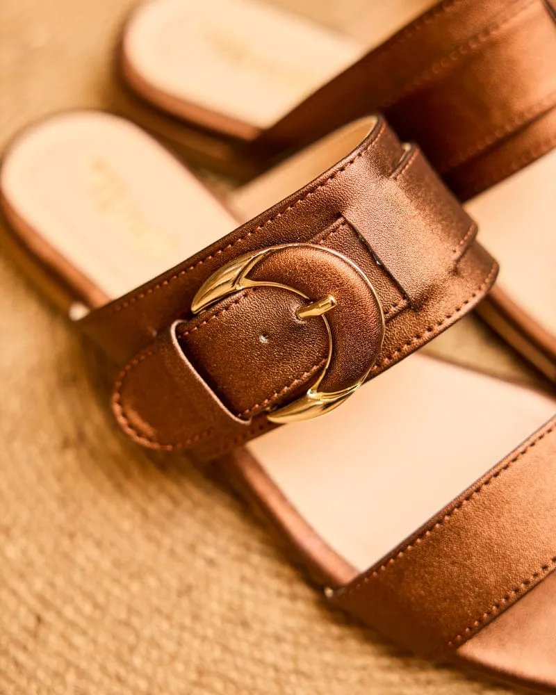 Baracci Sandales à Boucle Lune en Cuir Végan | Bronze