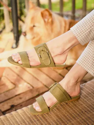 Baracci Sandales à Boucle Lunaire en Suédine Végane | Sauge