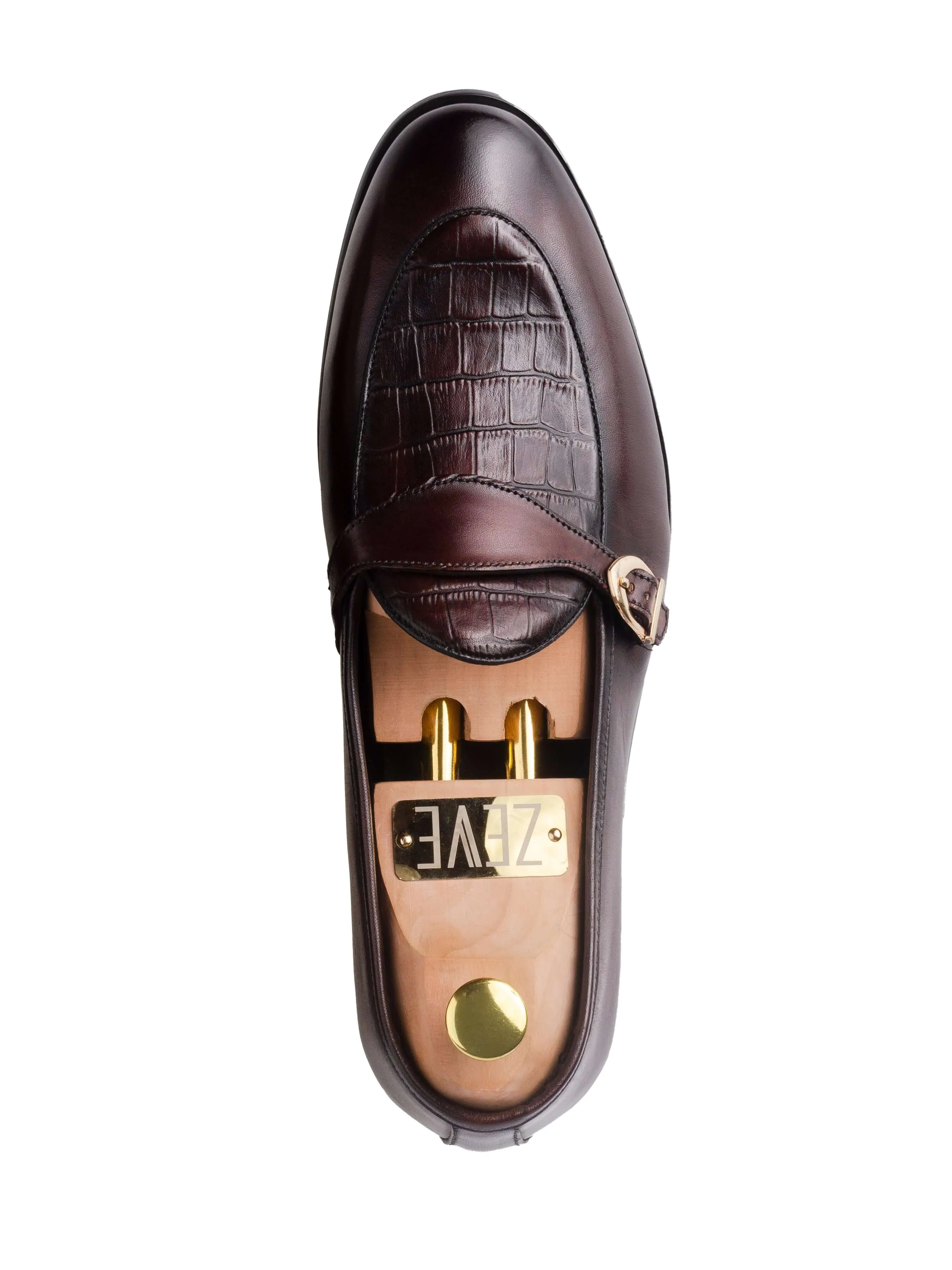 Belgian Croco Single Strap - Café (Patine Peinte à la Main)