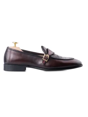Belgian Croco Single Strap - Café (Patine Peinte à la Main)