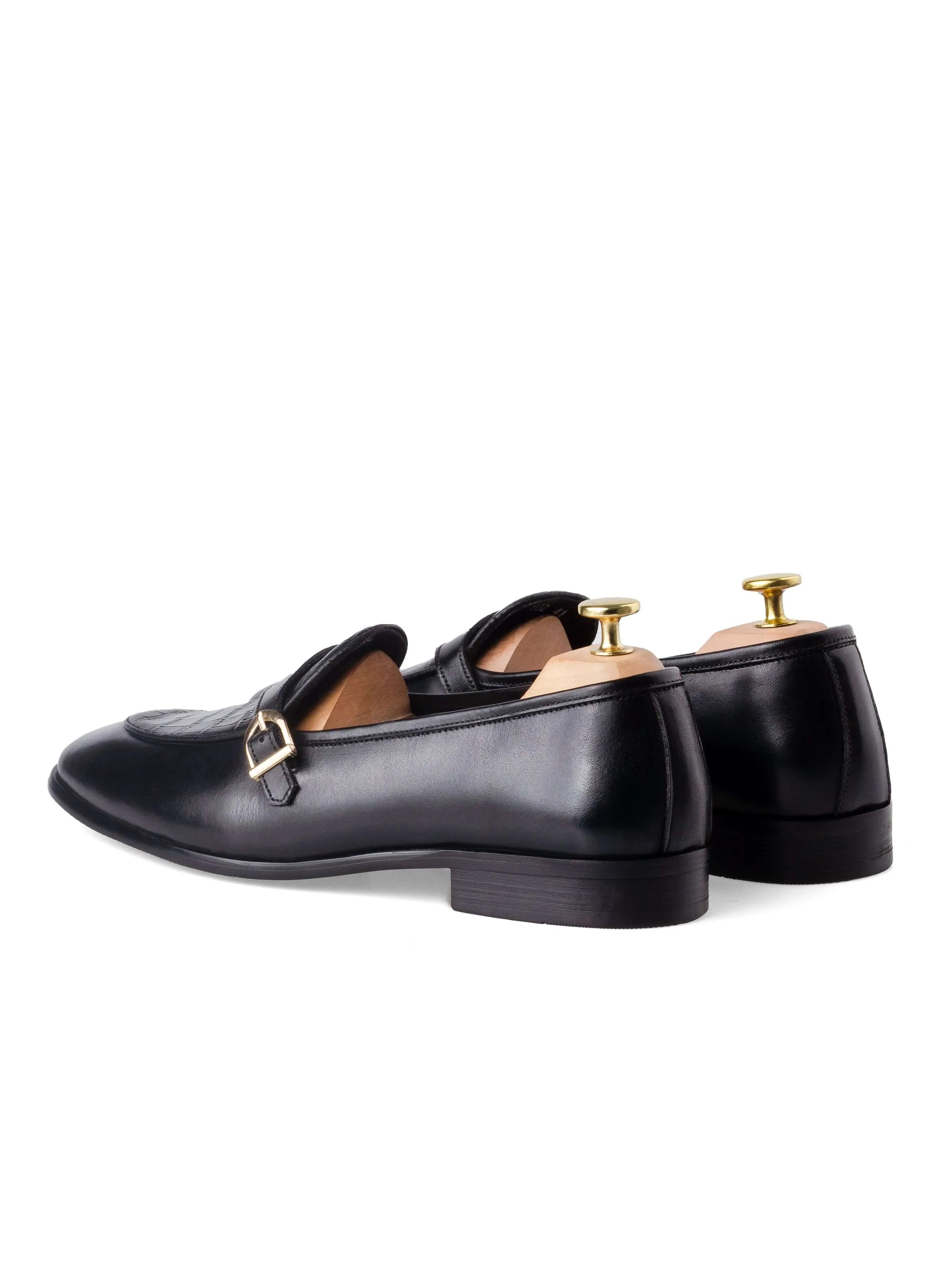 Belgian Croco Single Strap - Noir Uni