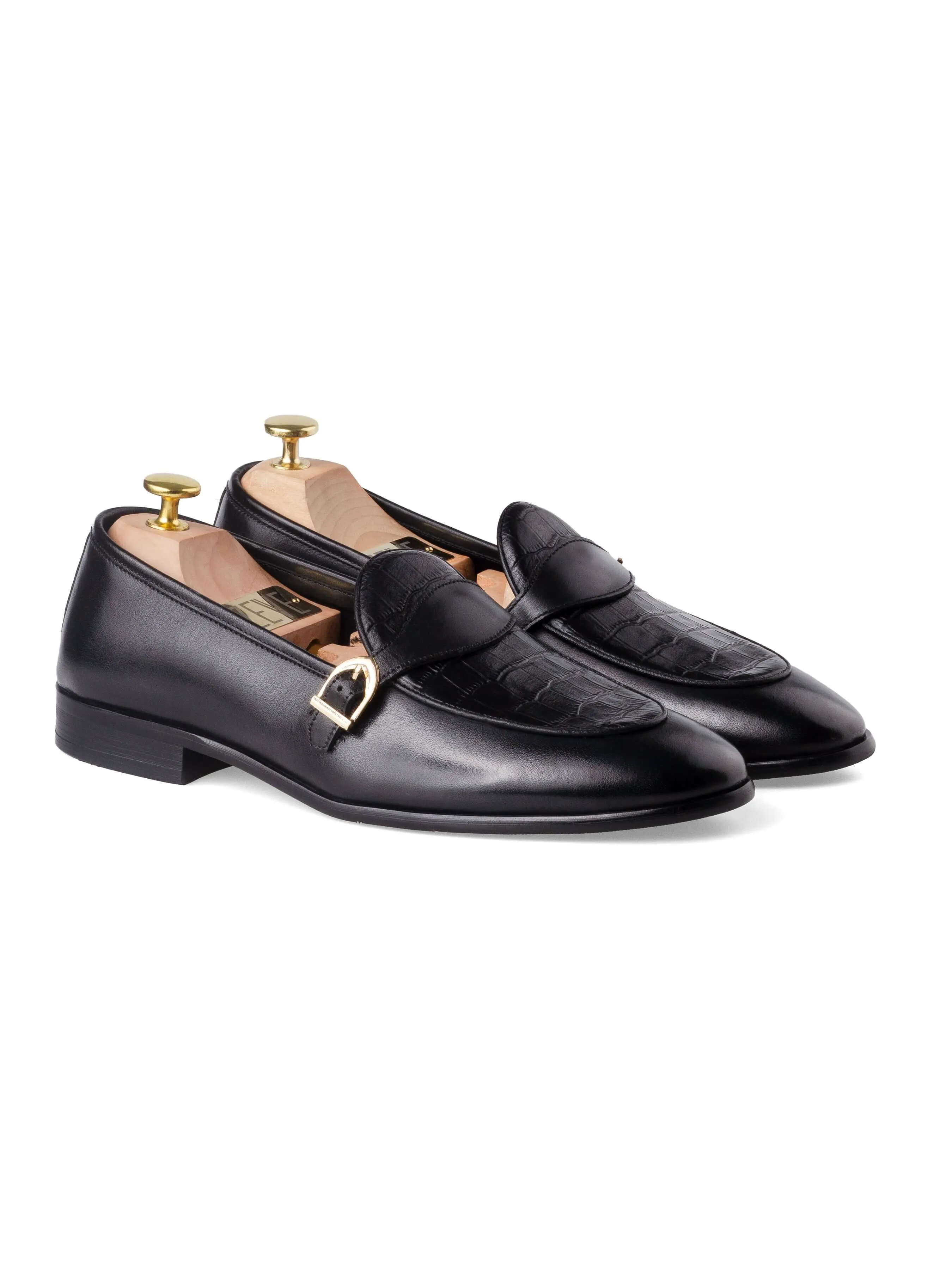Belgian Croco Single Strap - Noir Uni